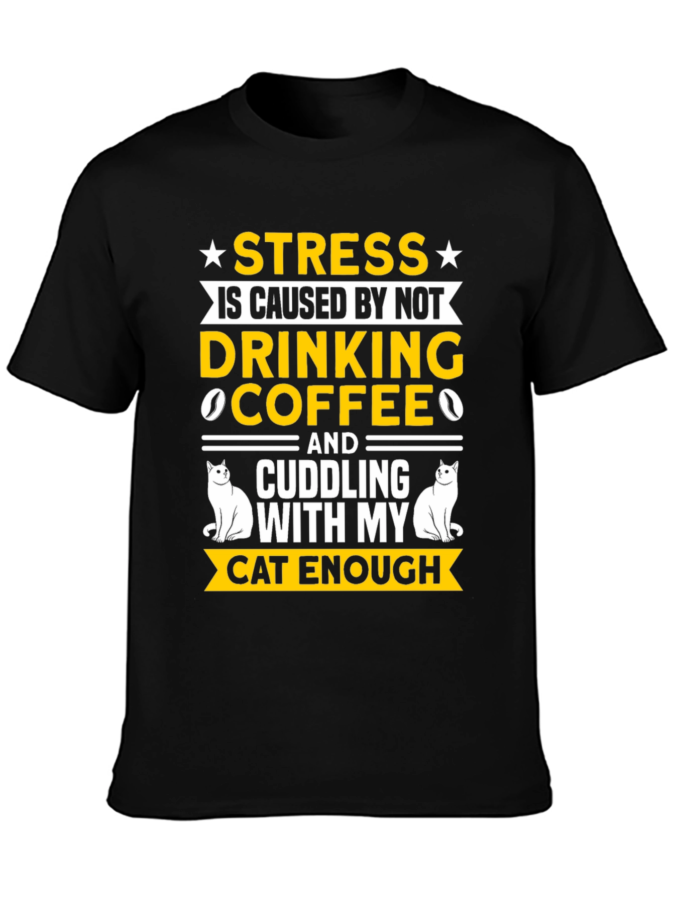 Stress Coffee Cat Cuddling Graphic Tee
