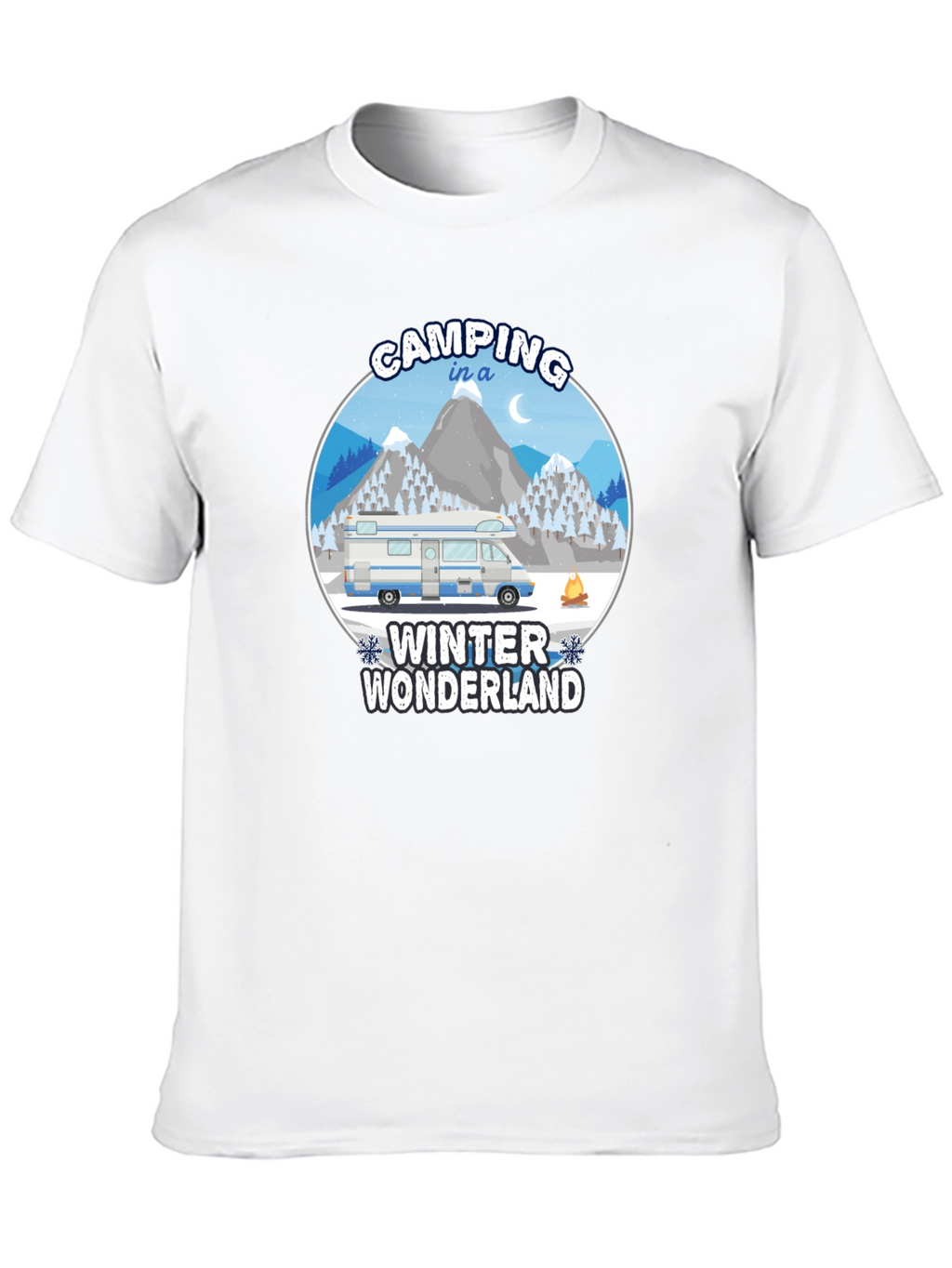 Camping Winter Wonderland Black T-Shirt