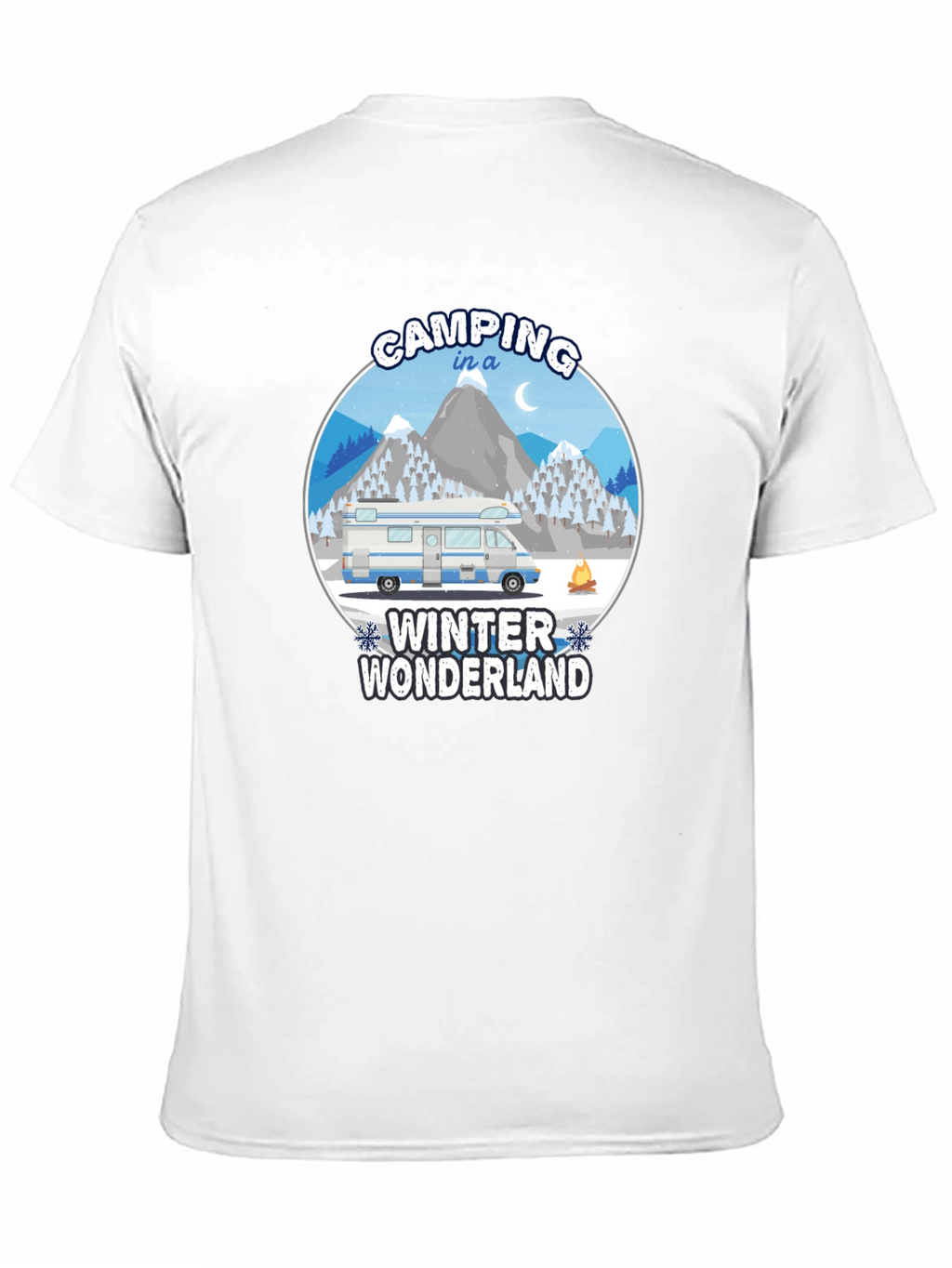 Camping Winter Wonderland Black T-Shirt