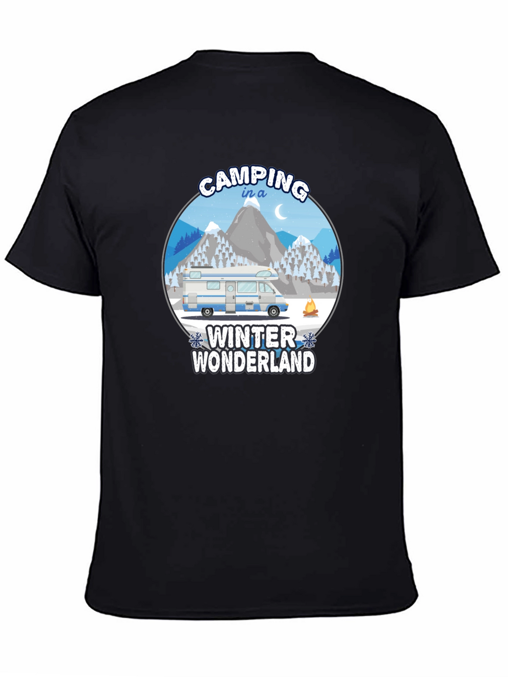Camping Winter Wonderland Black T-Shirt