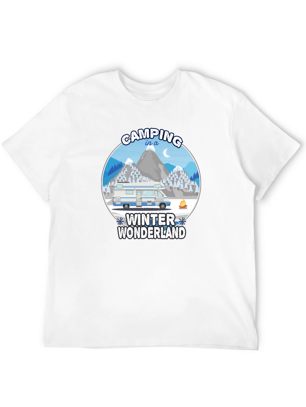 Camping Winter Wonderland Black T-Shirt