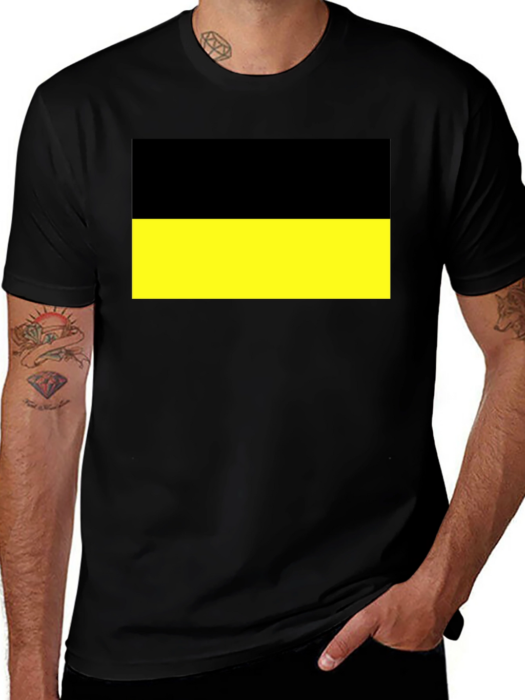 Black and Yellow Flag Graphic T-Shirt