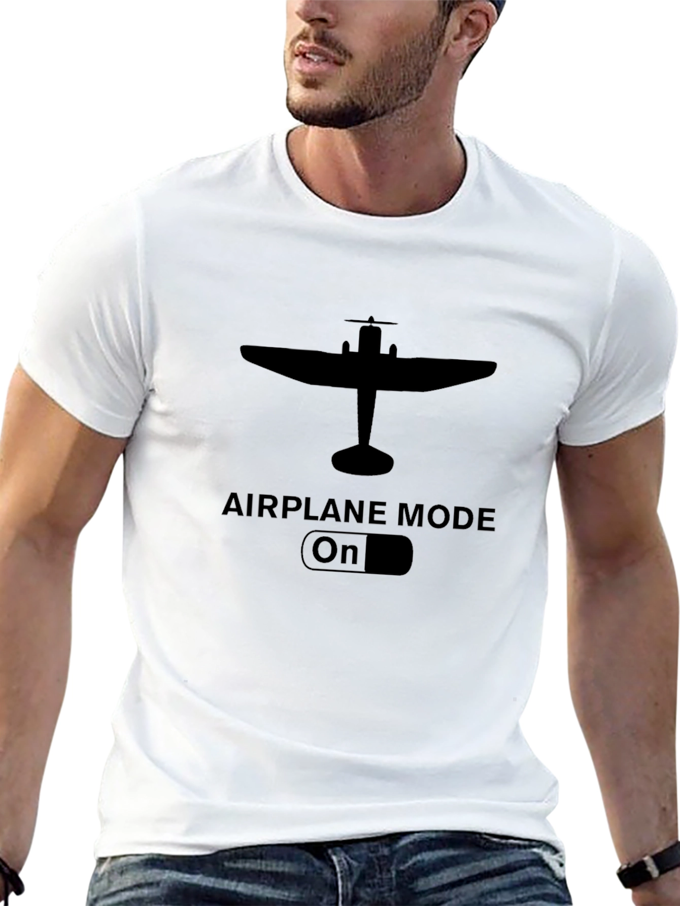 Airplane Mode On Black Graphic Tee