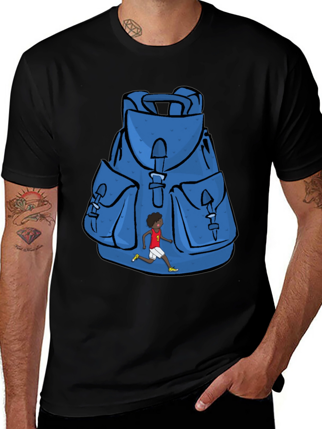 Graphic Print Backpack T-Shirt