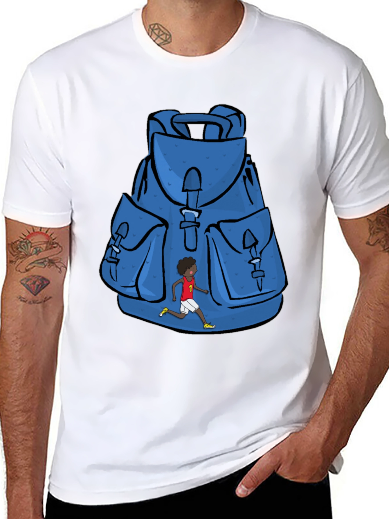 Graphic Print Backpack T-Shirt