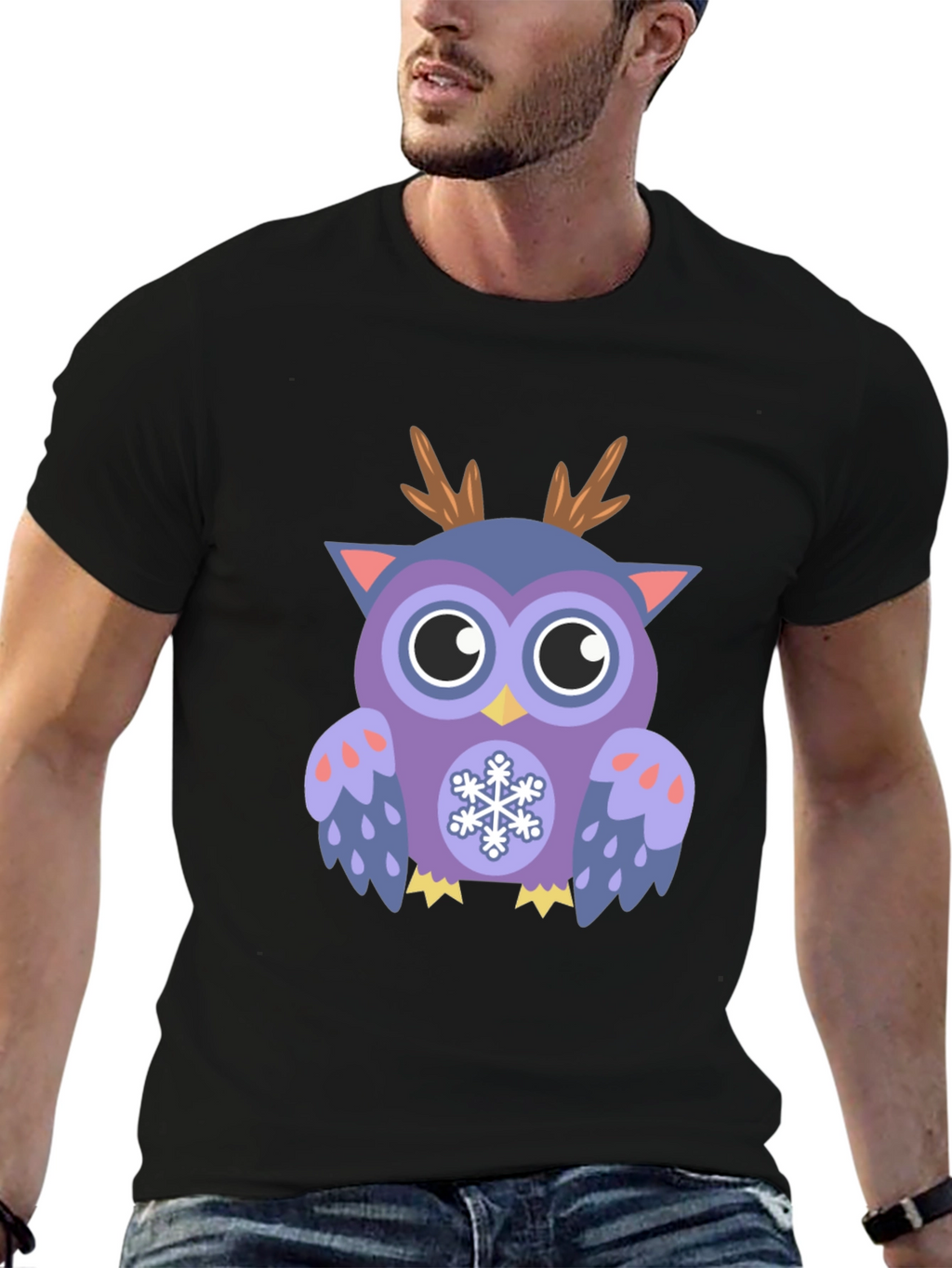 Festive Owl Graphic T-Shirt - Holiday Fun