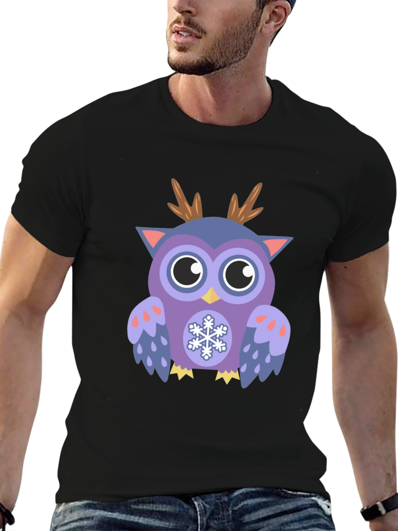 Festive Owl Graphic T-Shirt - Holiday Fun