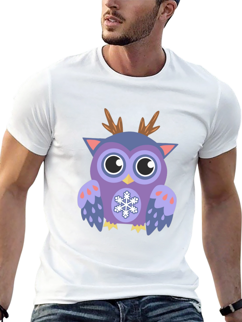 Festive Owl Graphic T-Shirt - Holiday Fun