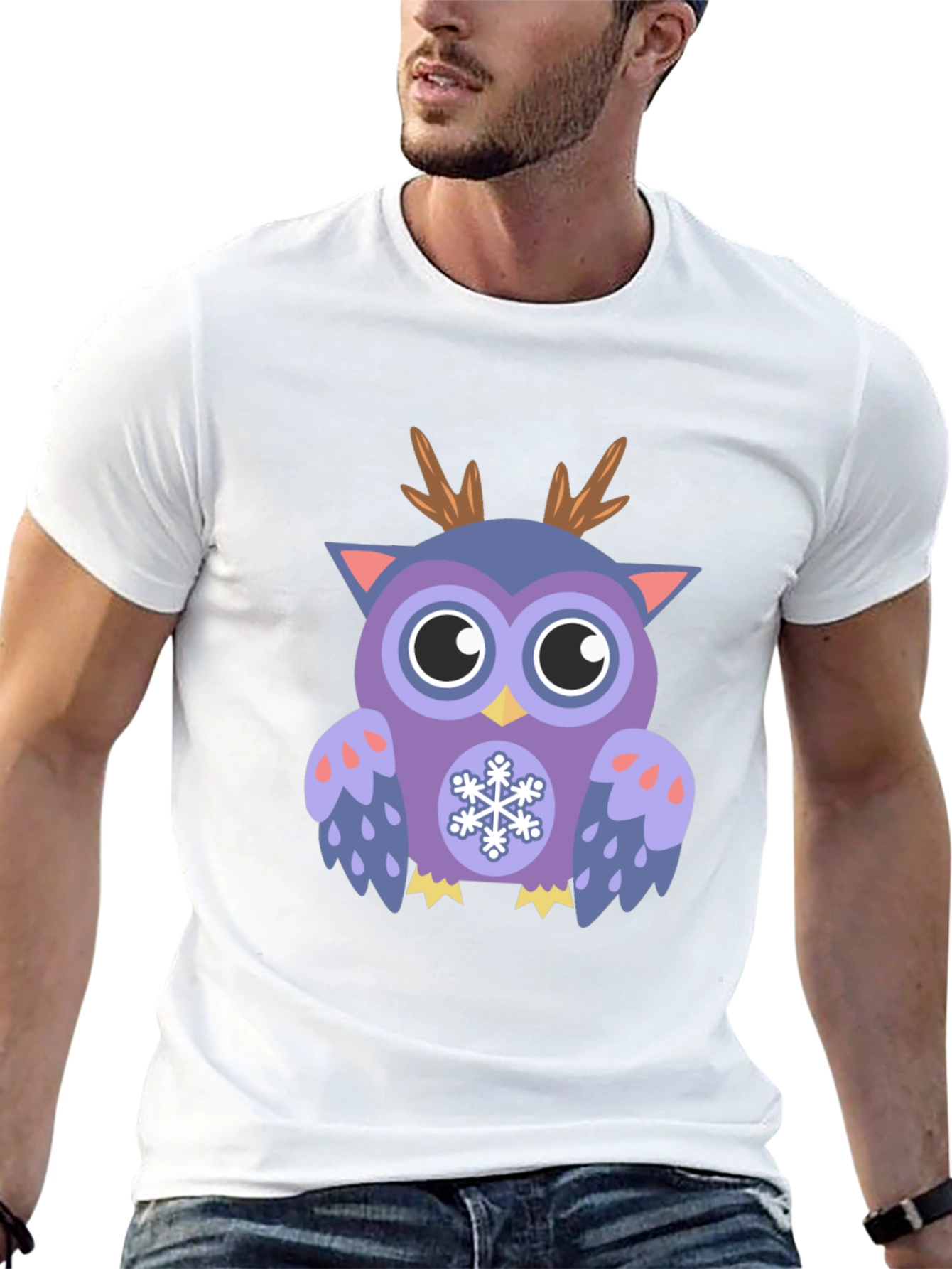 Festive Owl Graphic T-Shirt - Holiday Fun
