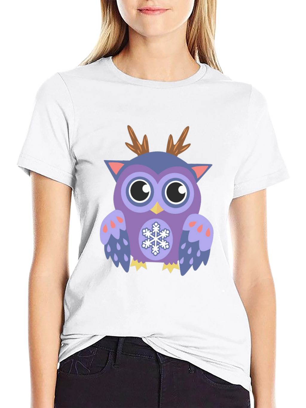 Festive Owl Graphic T-Shirt - Holiday Fun