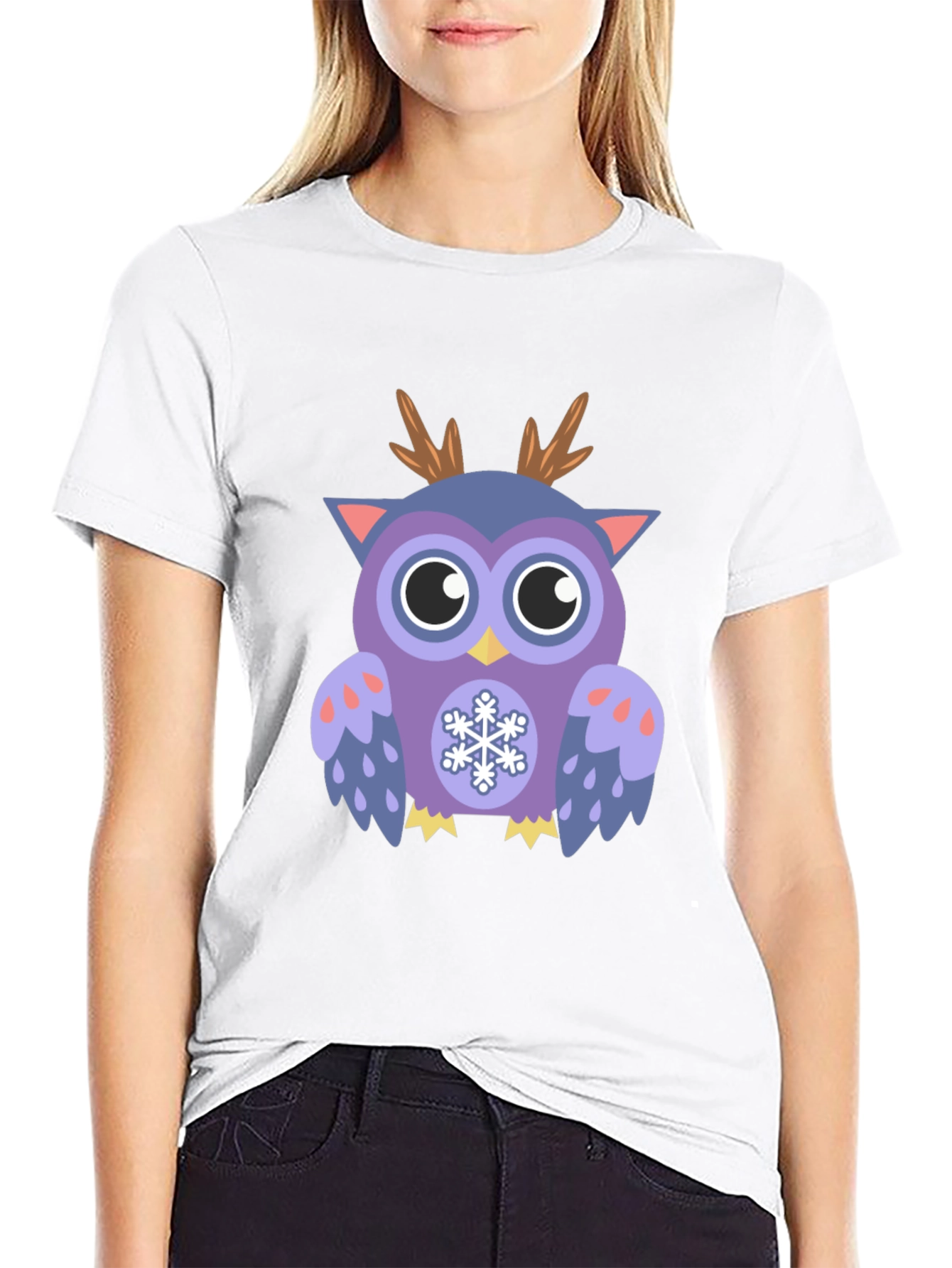 Festive Owl Graphic T-Shirt - Holiday Fun