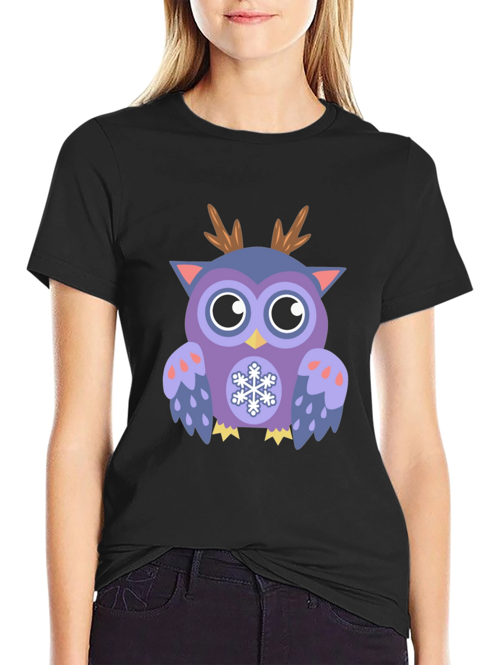 Festive Owl Graphic T-Shirt - Holiday Fun