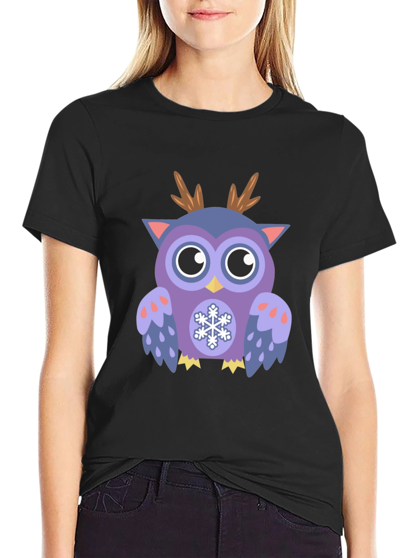 Festive Owl Graphic T-Shirt - Holiday Fun