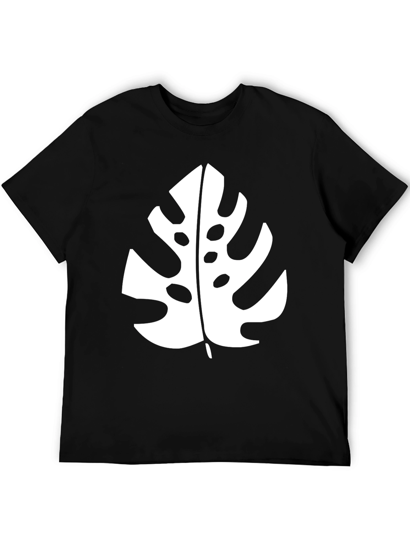 Tropical Monstera Leaf Graphic Black T-Shirt
