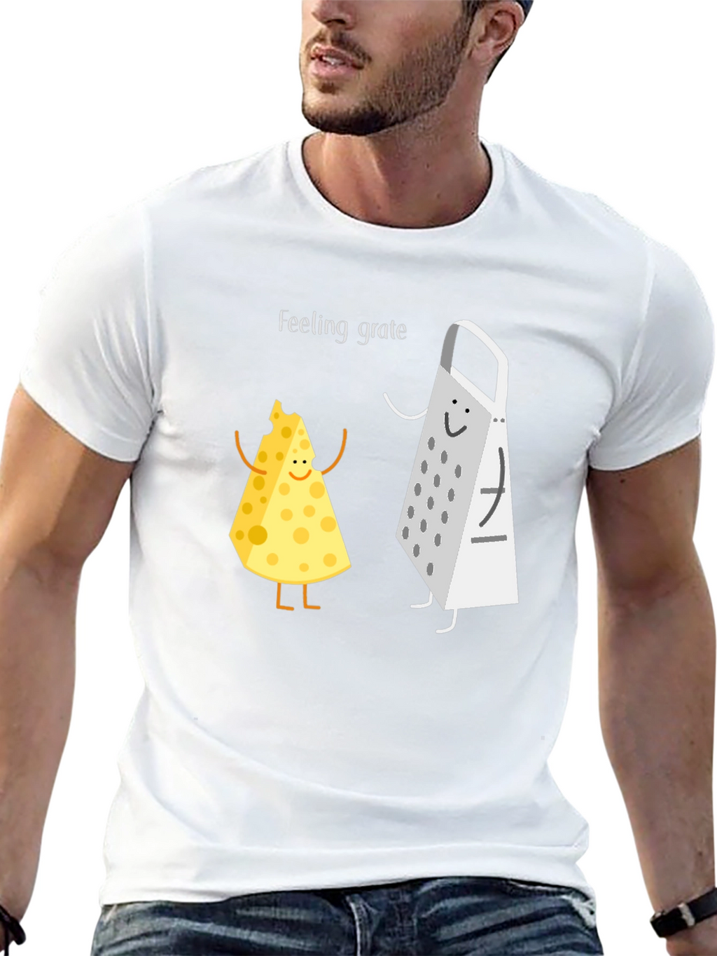 Feeling Grate Black T-Shirt Cheese & Grater Graphic