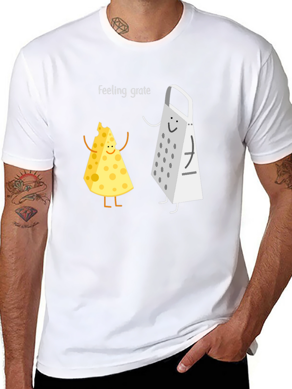 Feeling Grate Black T-Shirt Cheese & Grater Graphic