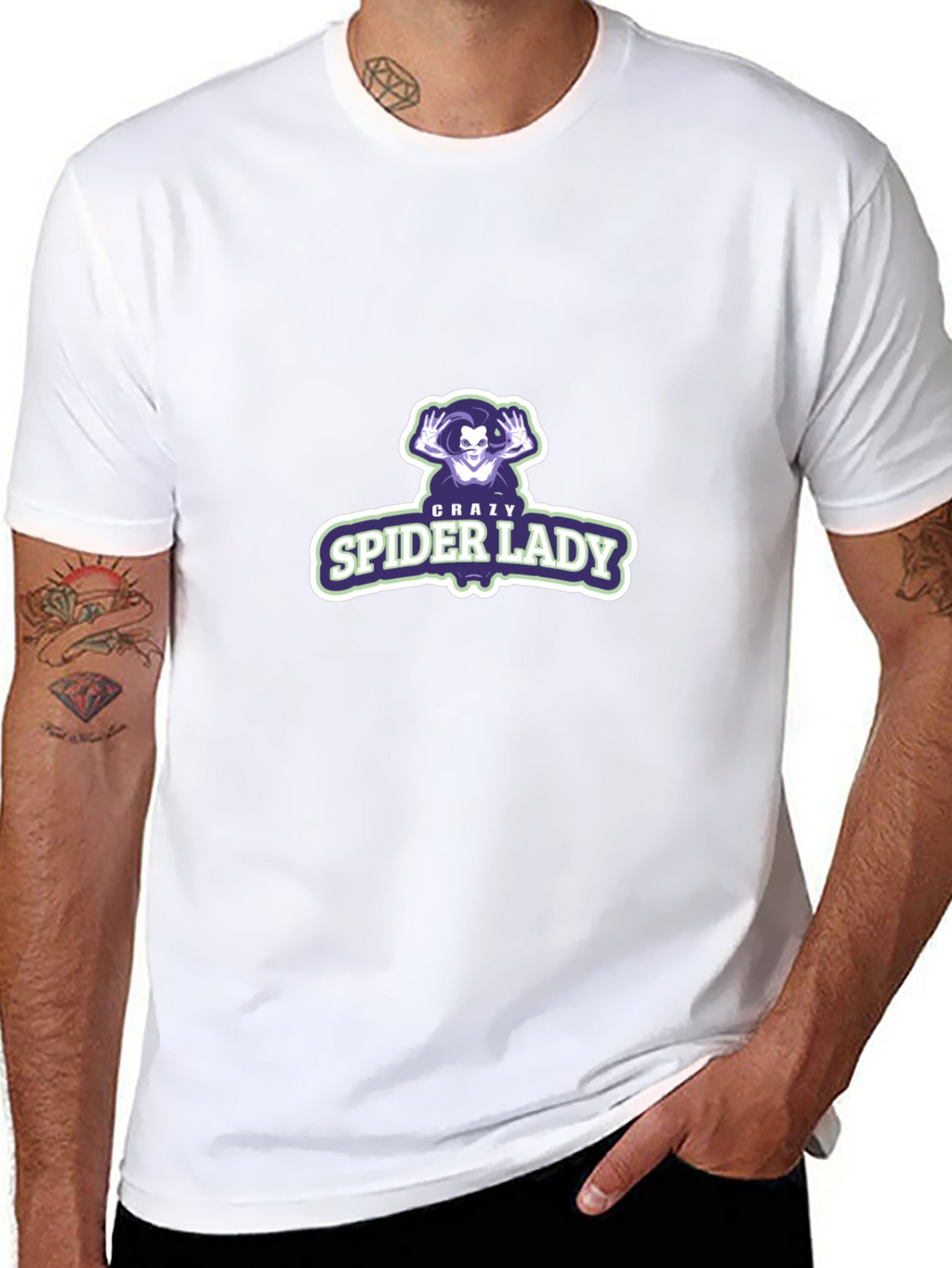 Crazy Spider Lady Graphic Tee - Black Unisex Shirt