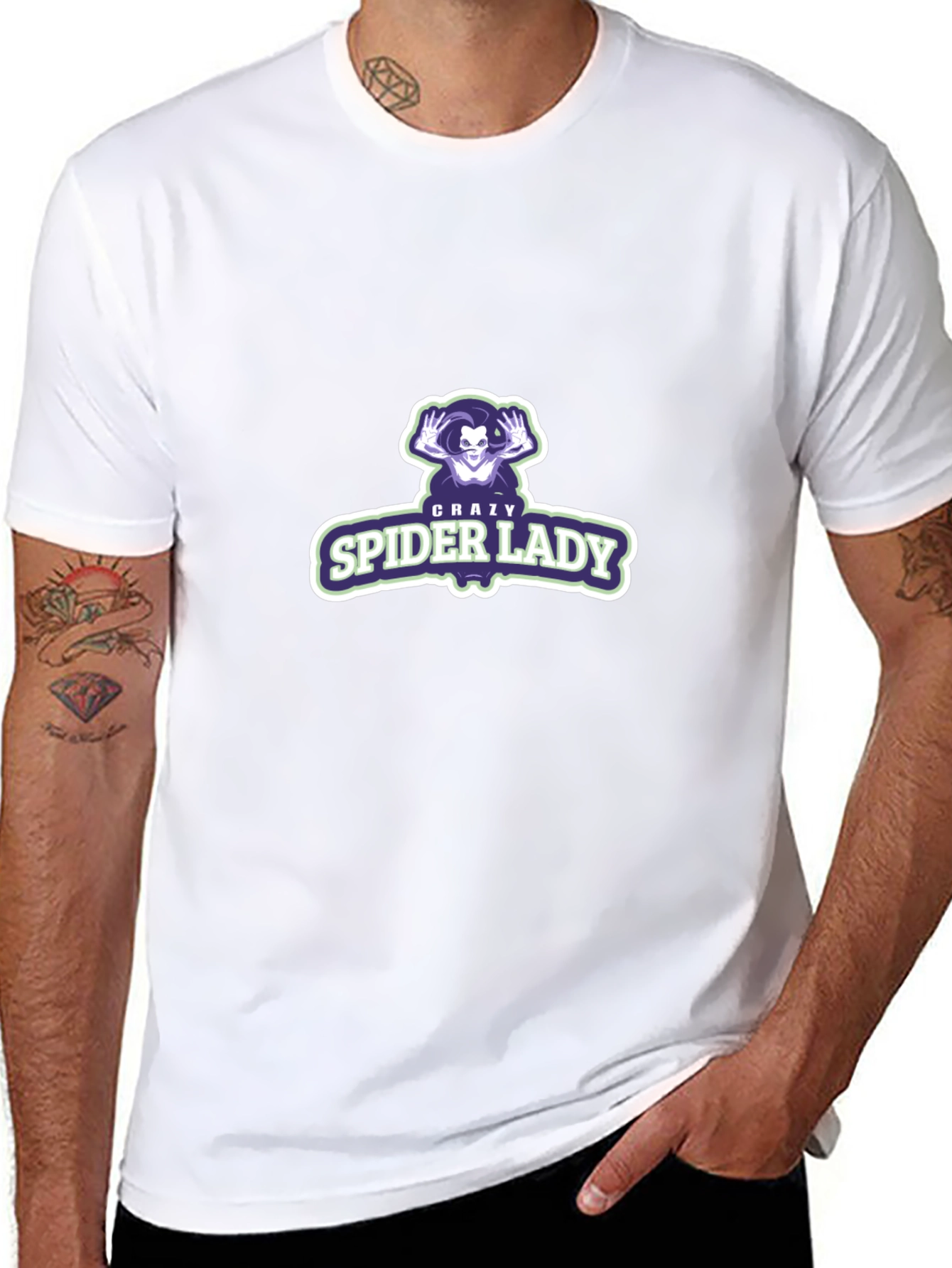 Crazy Spider Lady Graphic Tee - Black Unisex Shirt