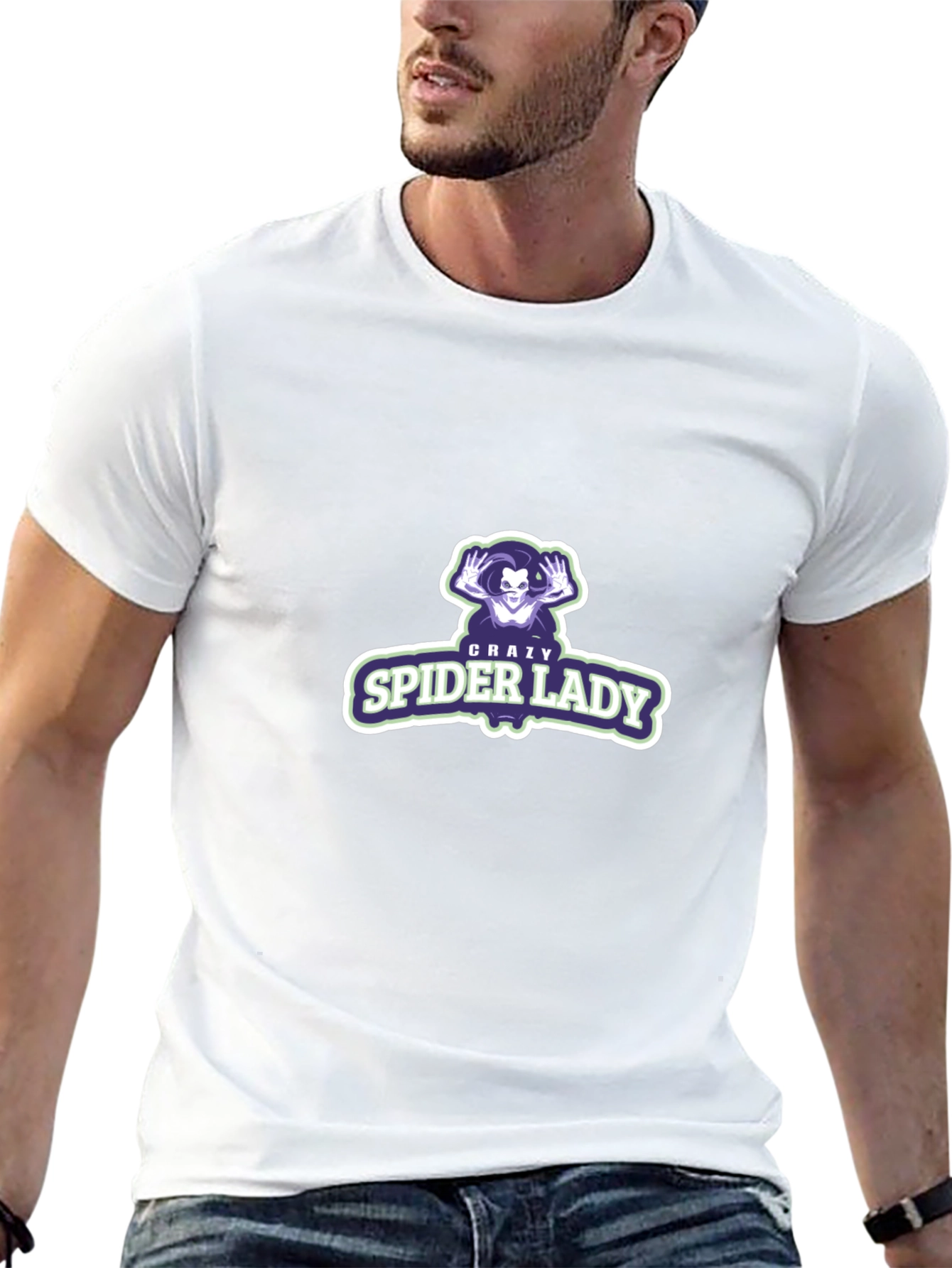 Crazy Spider Lady Graphic Tee - Black Unisex Shirt