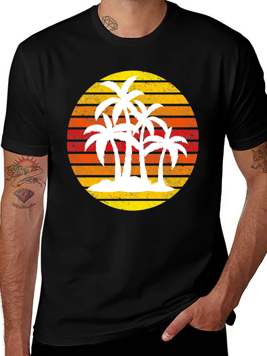 Retro Palm Tree Sunset Graphic Tee