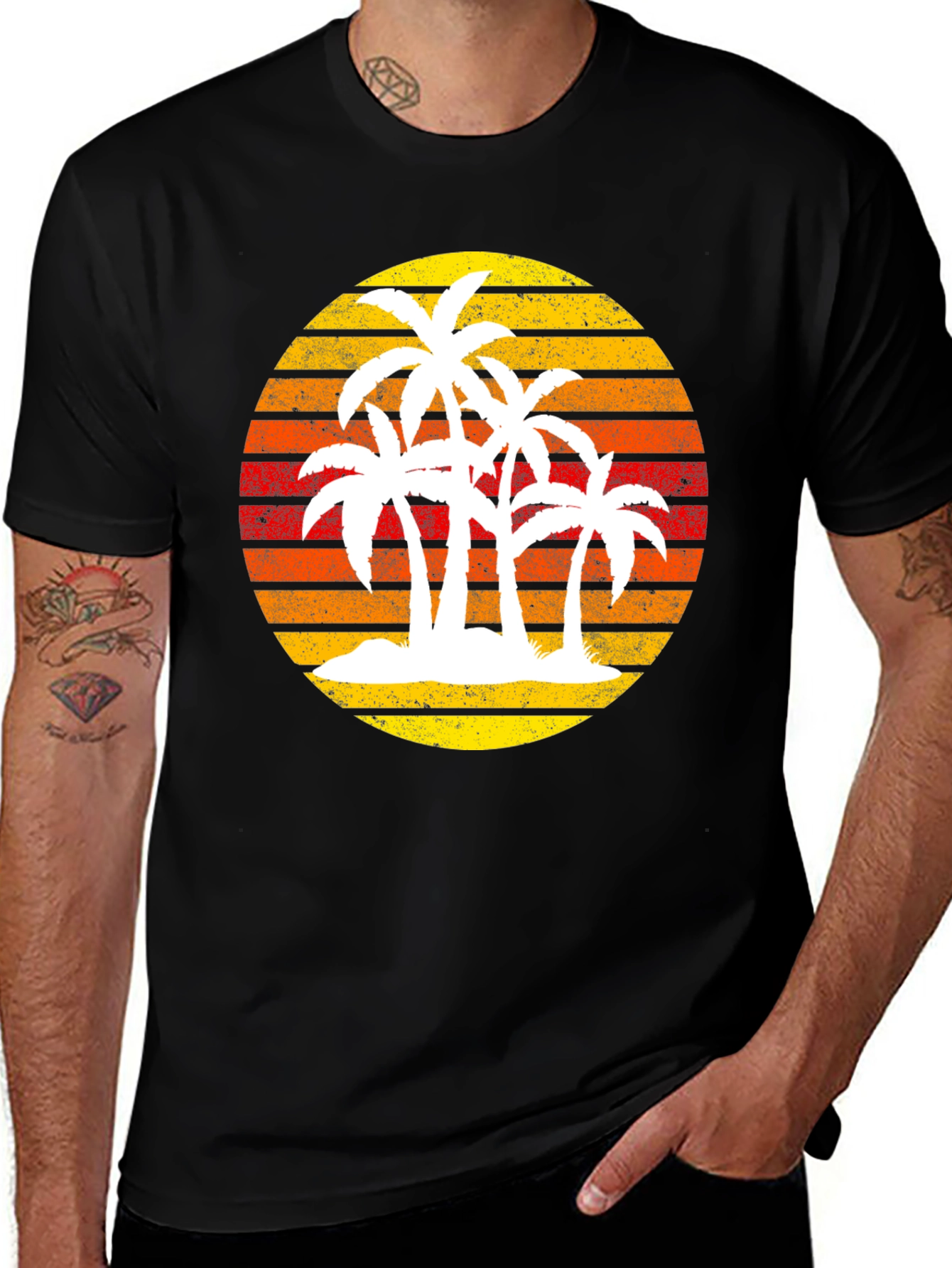 Retro Palm Tree Sunset Graphic Tee