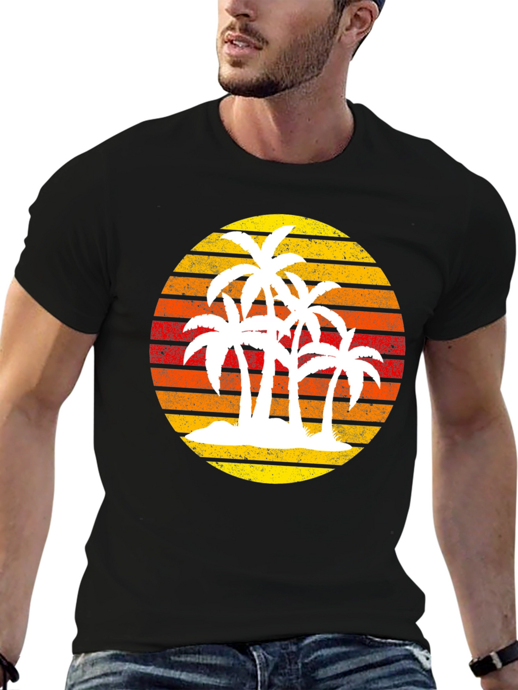 Retro Palm Tree Sunset Graphic Tee
