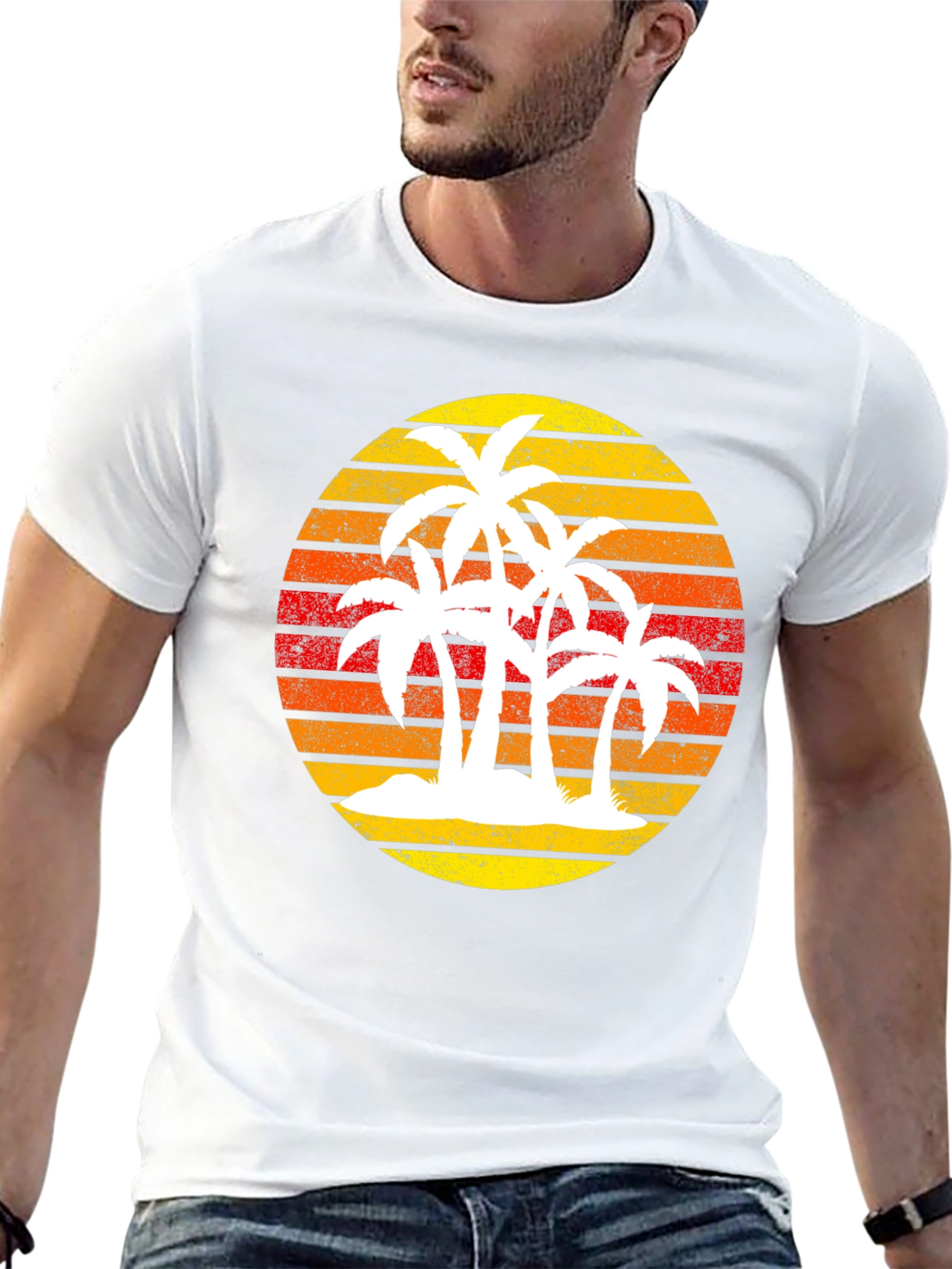 Retro Palm Tree Sunset Graphic Tee