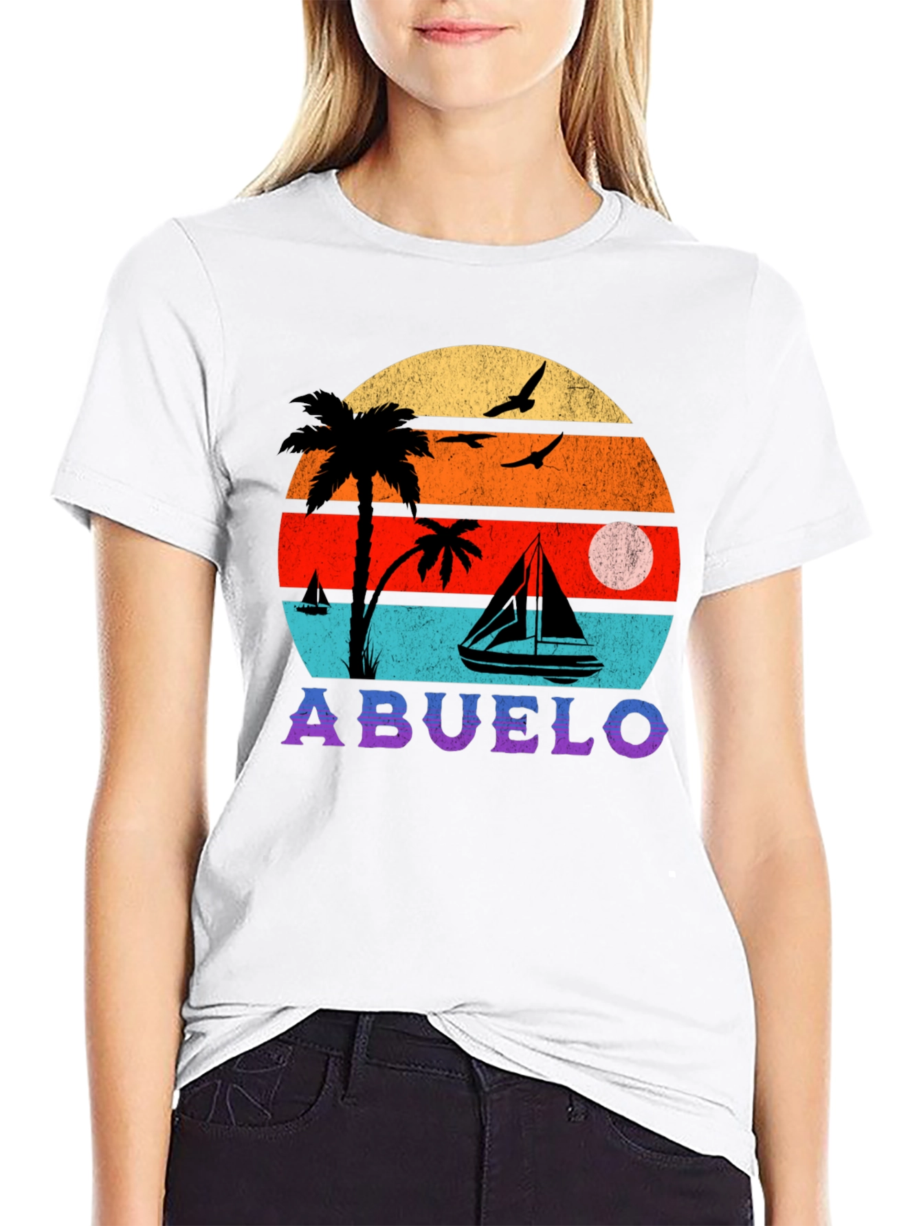 Abuelo Retro Sunset Graphic T-Shirt