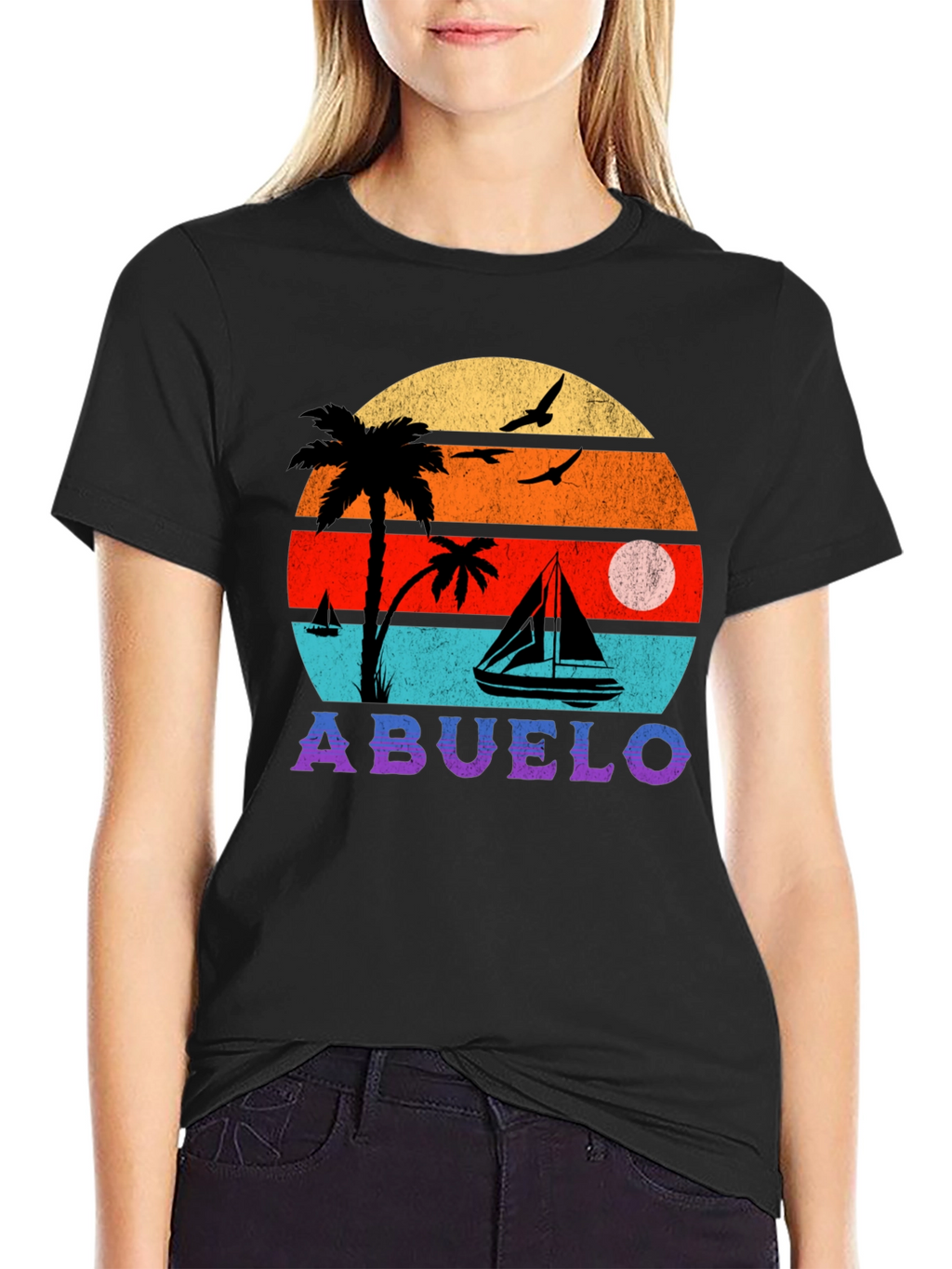 Abuelo Retro Sunset Graphic T-Shirt