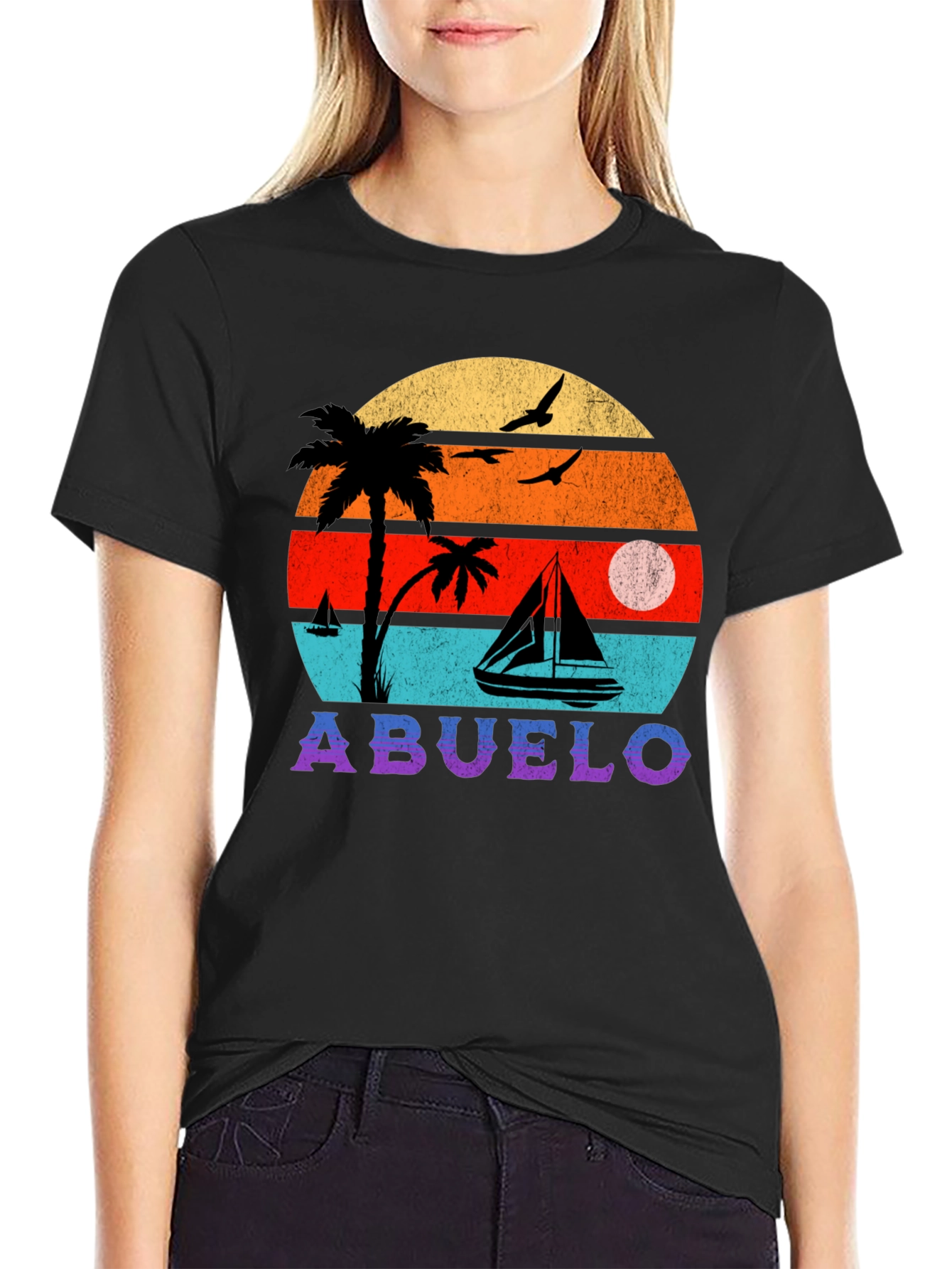 Abuelo Retro Sunset Graphic T-Shirt
