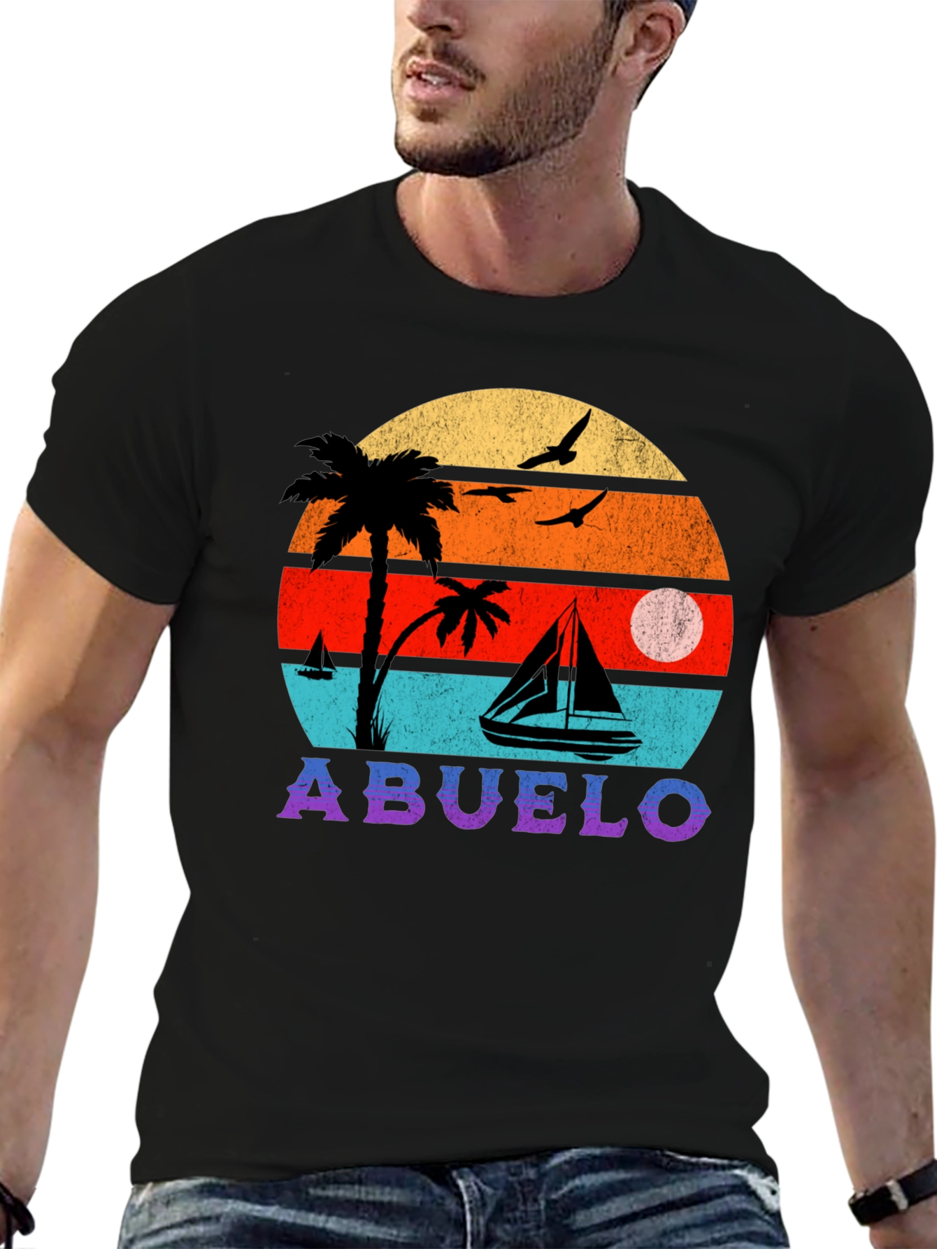 Abuelo Retro Sunset Graphic T-Shirt