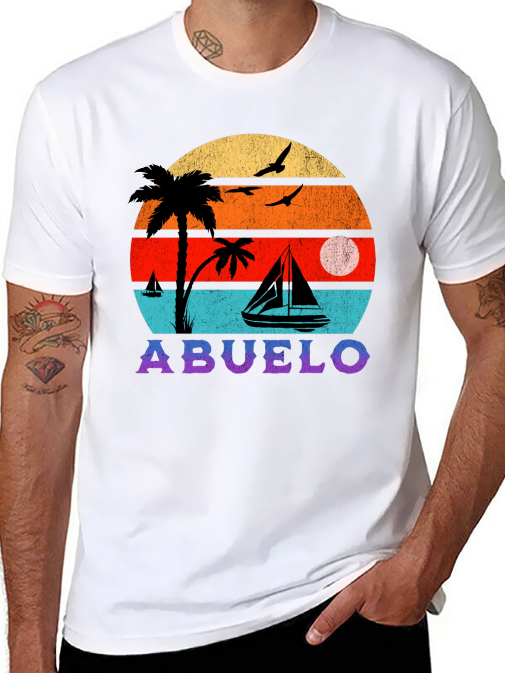 Abuelo Retro Sunset Graphic T-Shirt