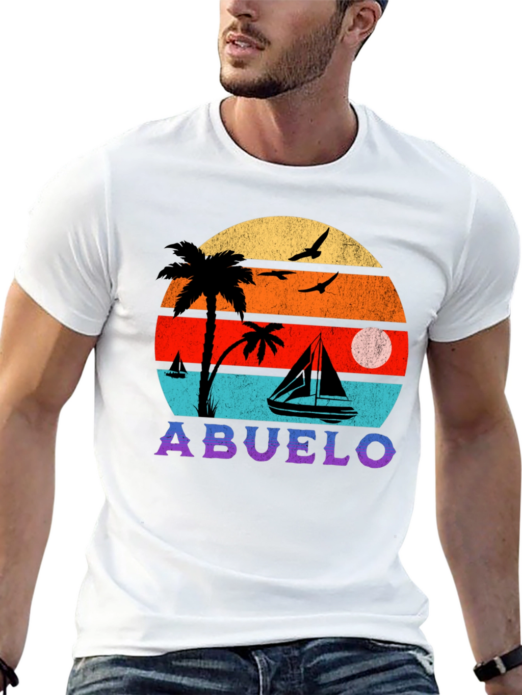 Abuelo Retro Sunset Graphic T-Shirt