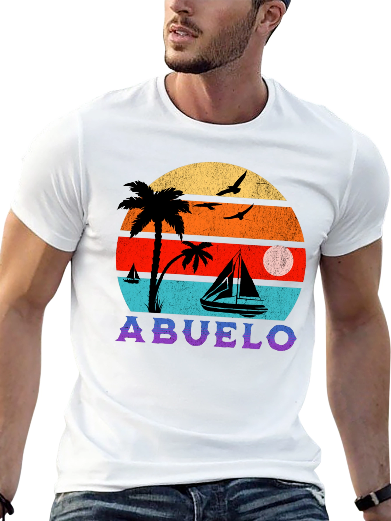 Abuelo Retro Sunset Graphic T-Shirt