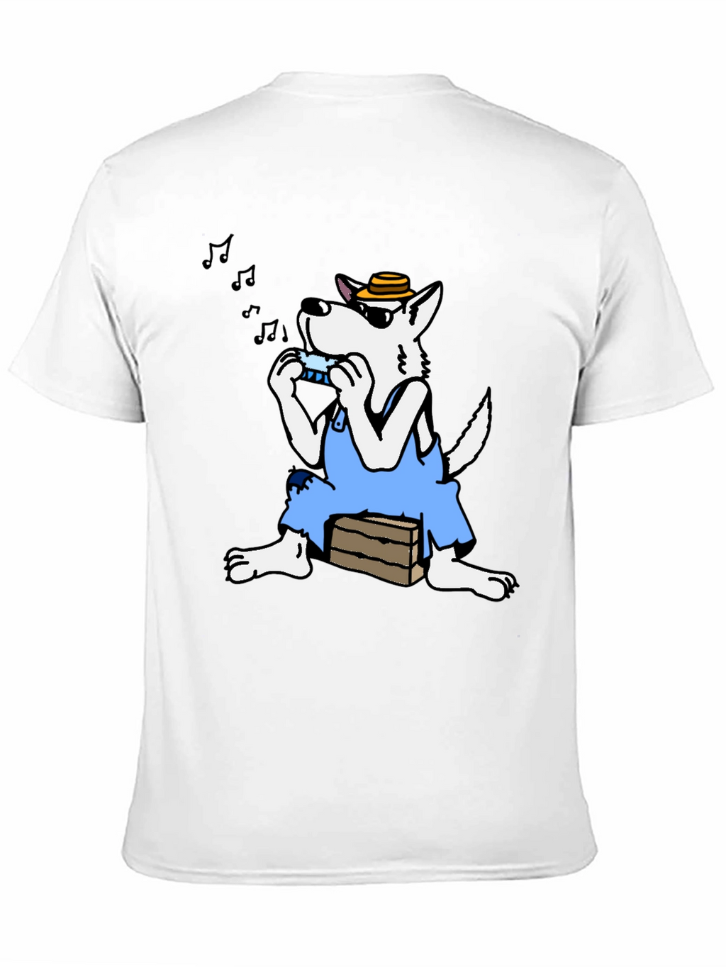 Cartoon Wolf Harmonica T-Shirt