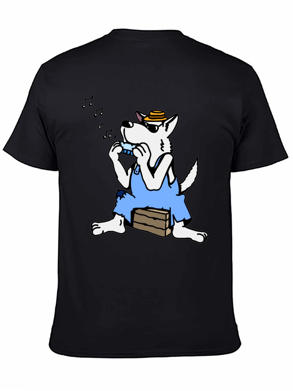 Cartoon Wolf Harmonica T-Shirt