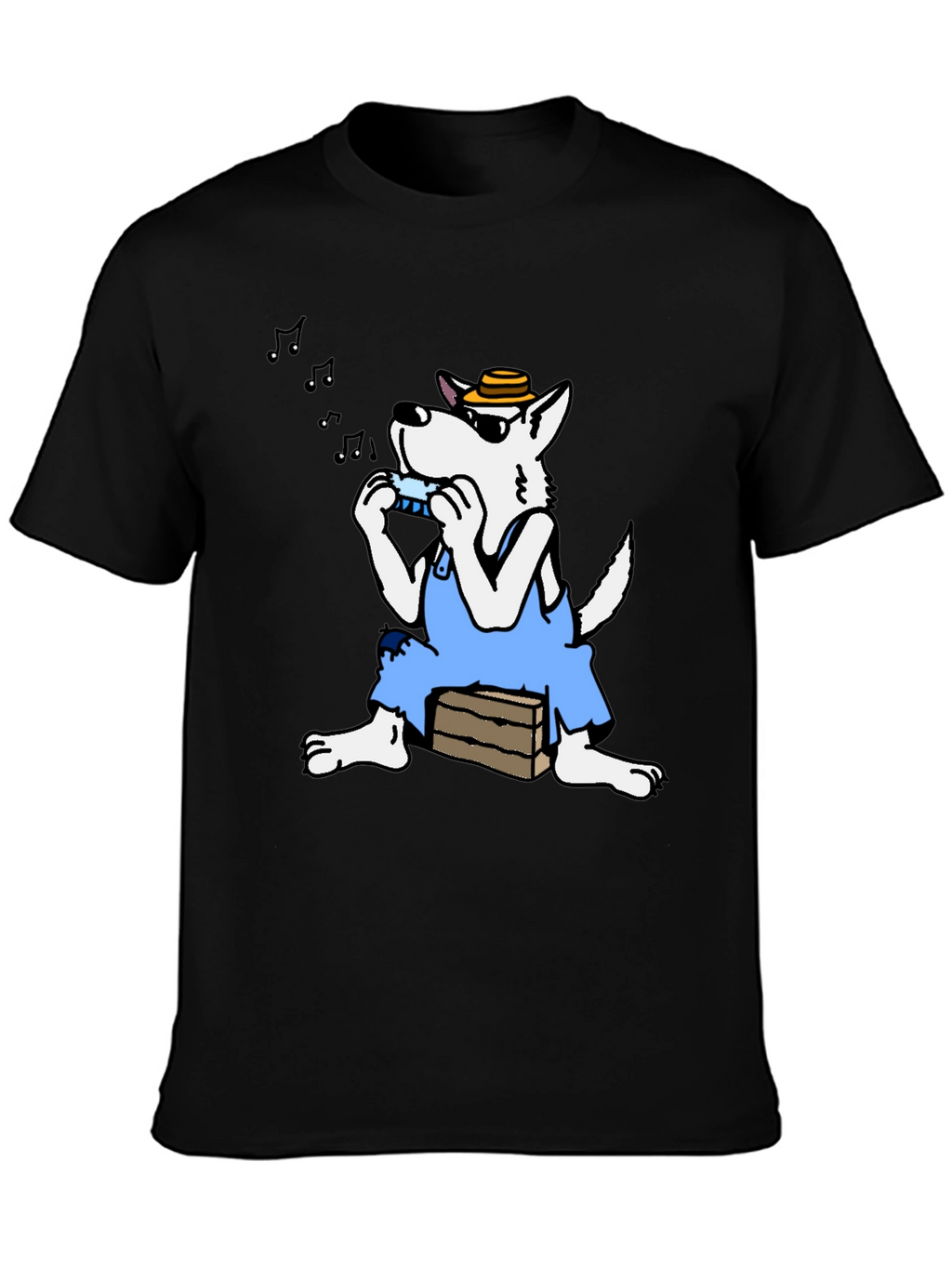 Cartoon Wolf Harmonica T-Shirt