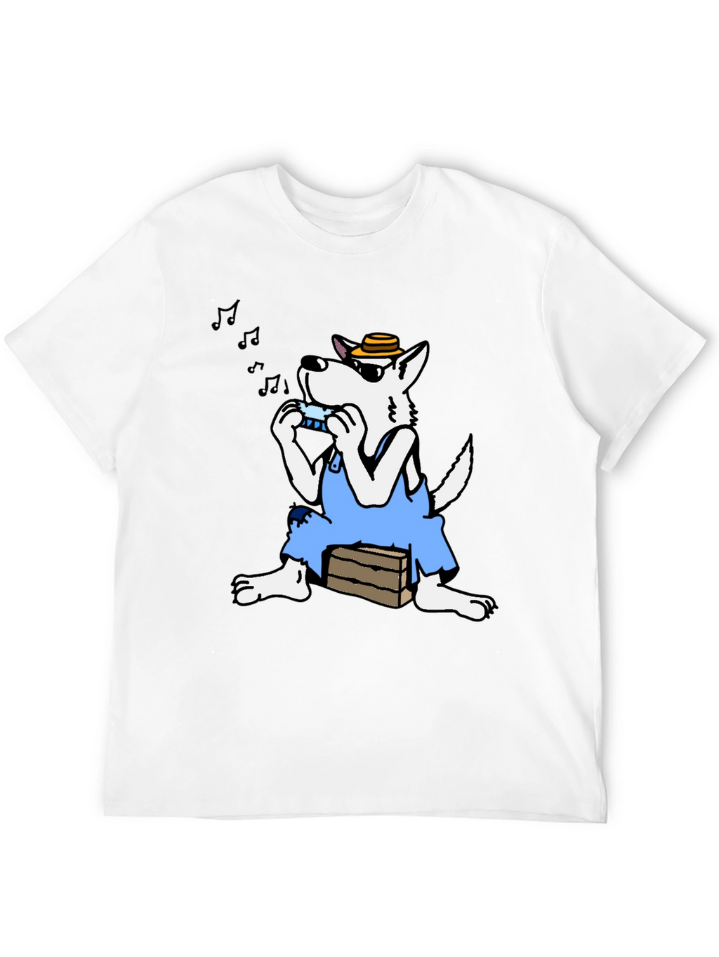Cartoon Wolf Harmonica T-Shirt