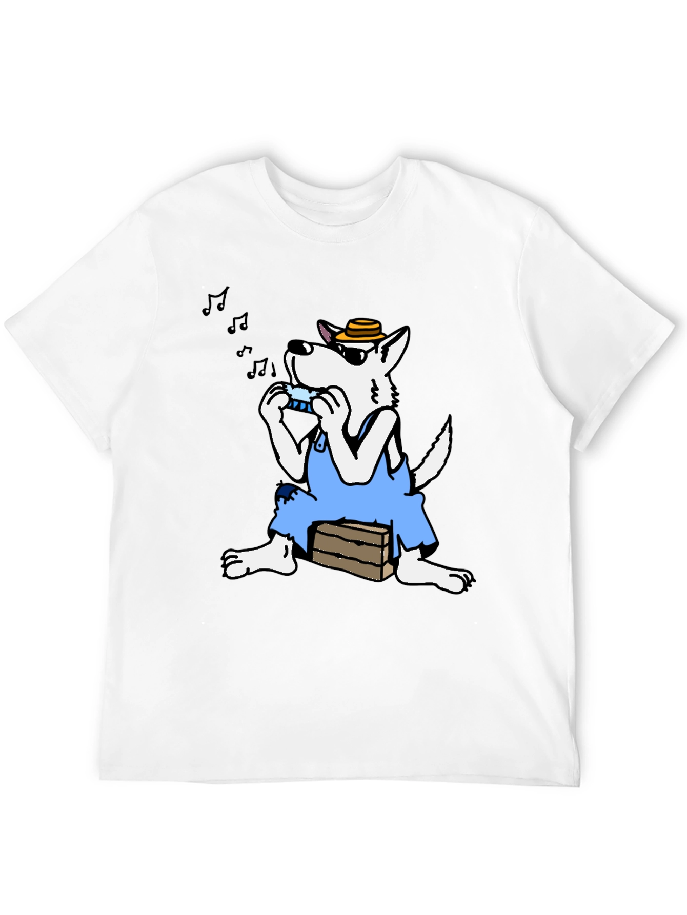 Cartoon Wolf Harmonica T-Shirt