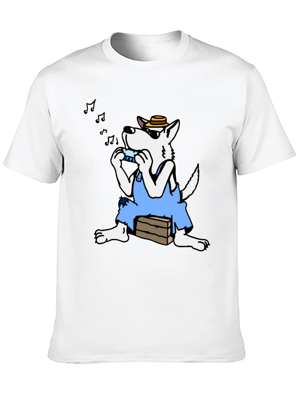 Cartoon Wolf Harmonica T-Shirt