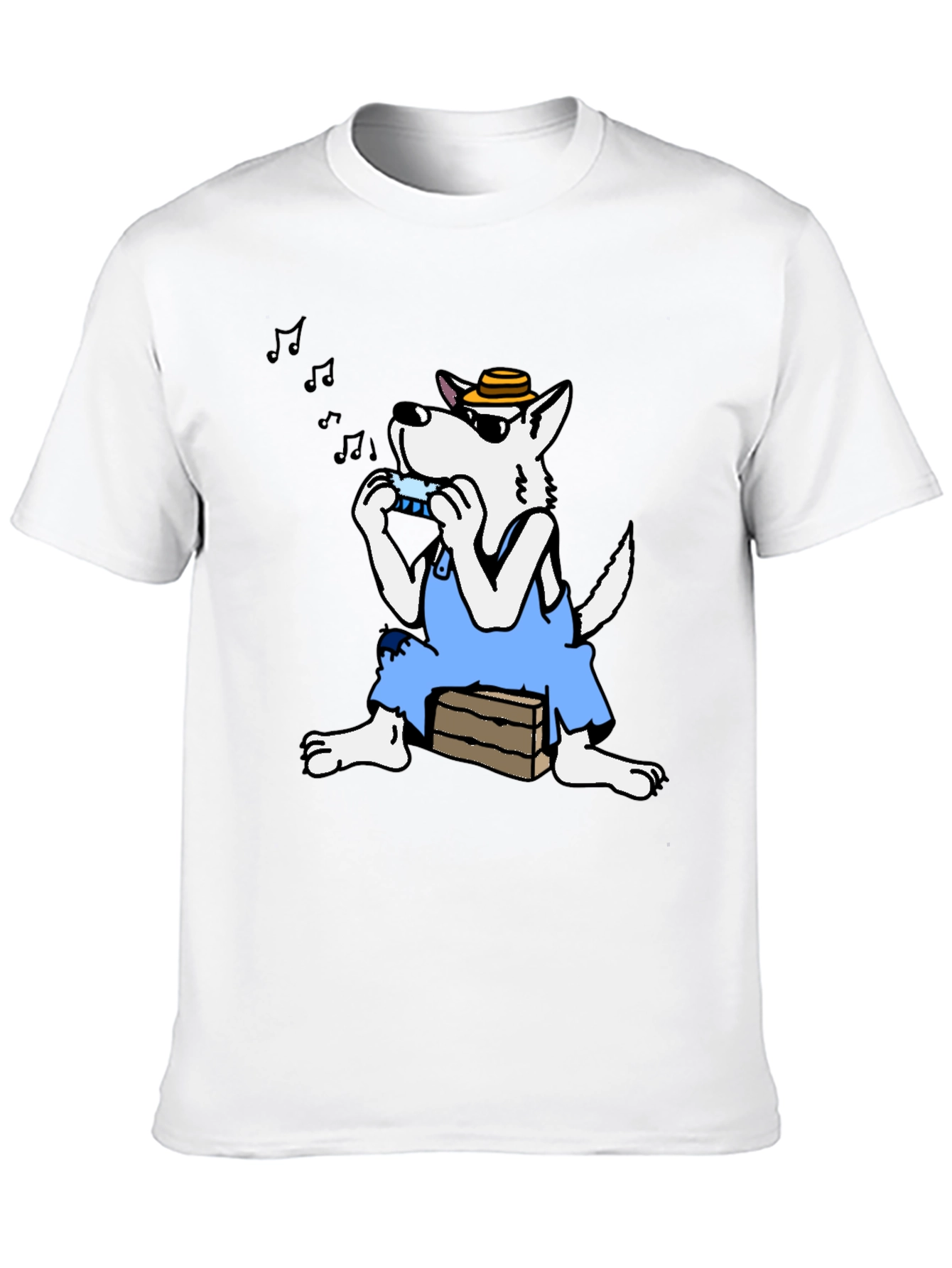 Cartoon Wolf Harmonica T-Shirt