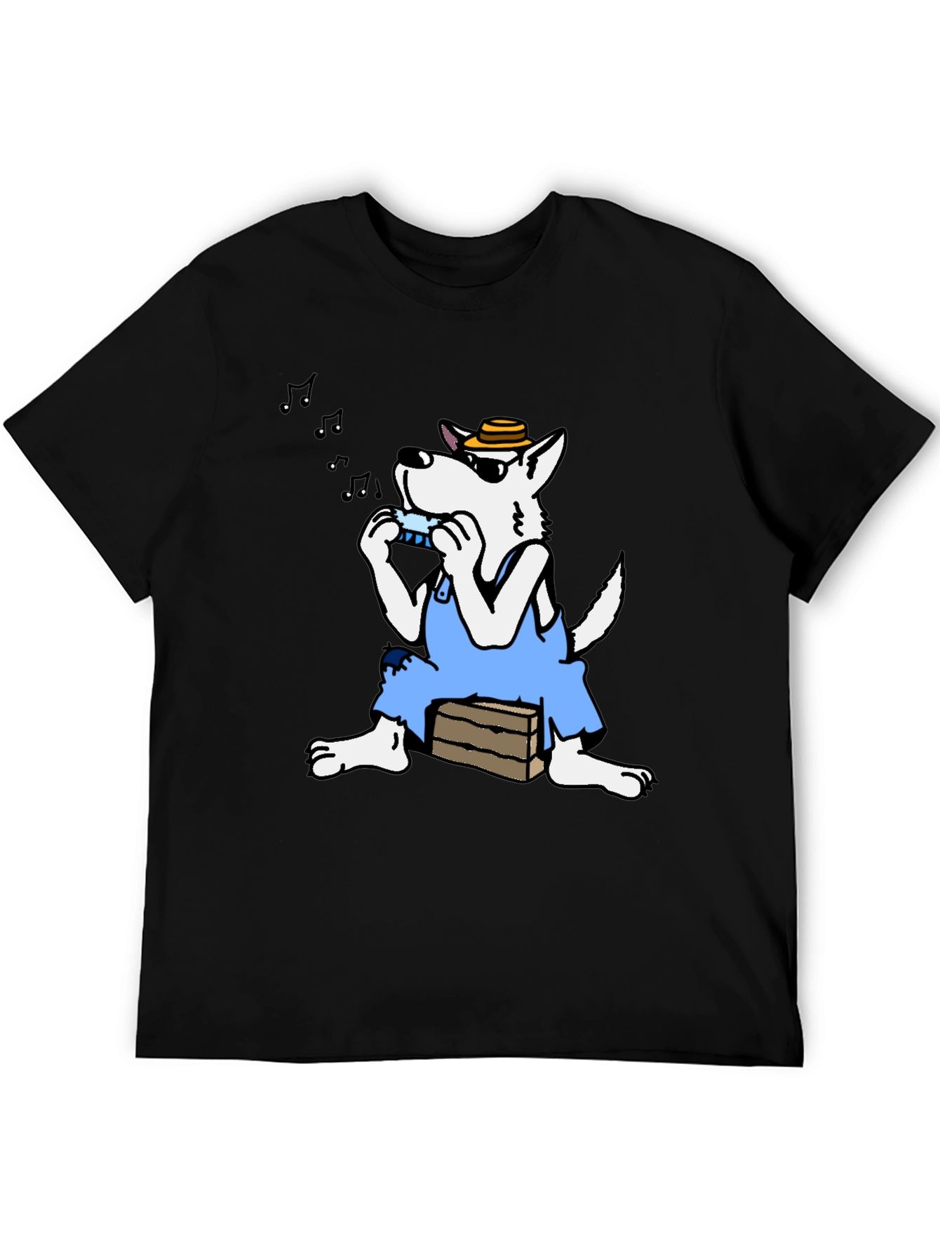 Cartoon Wolf Harmonica T-Shirt