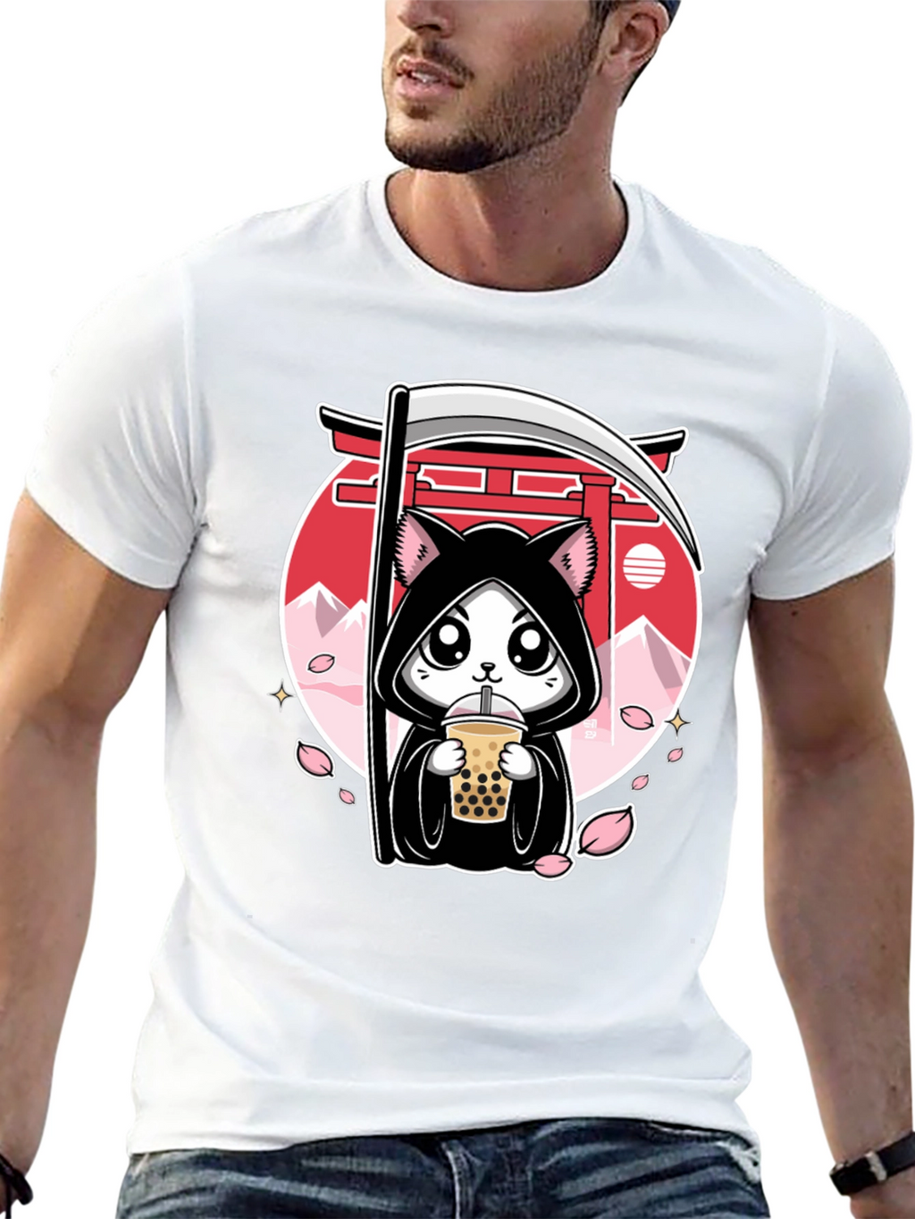 Kawaii Grim Reaper Cat T-Shirt