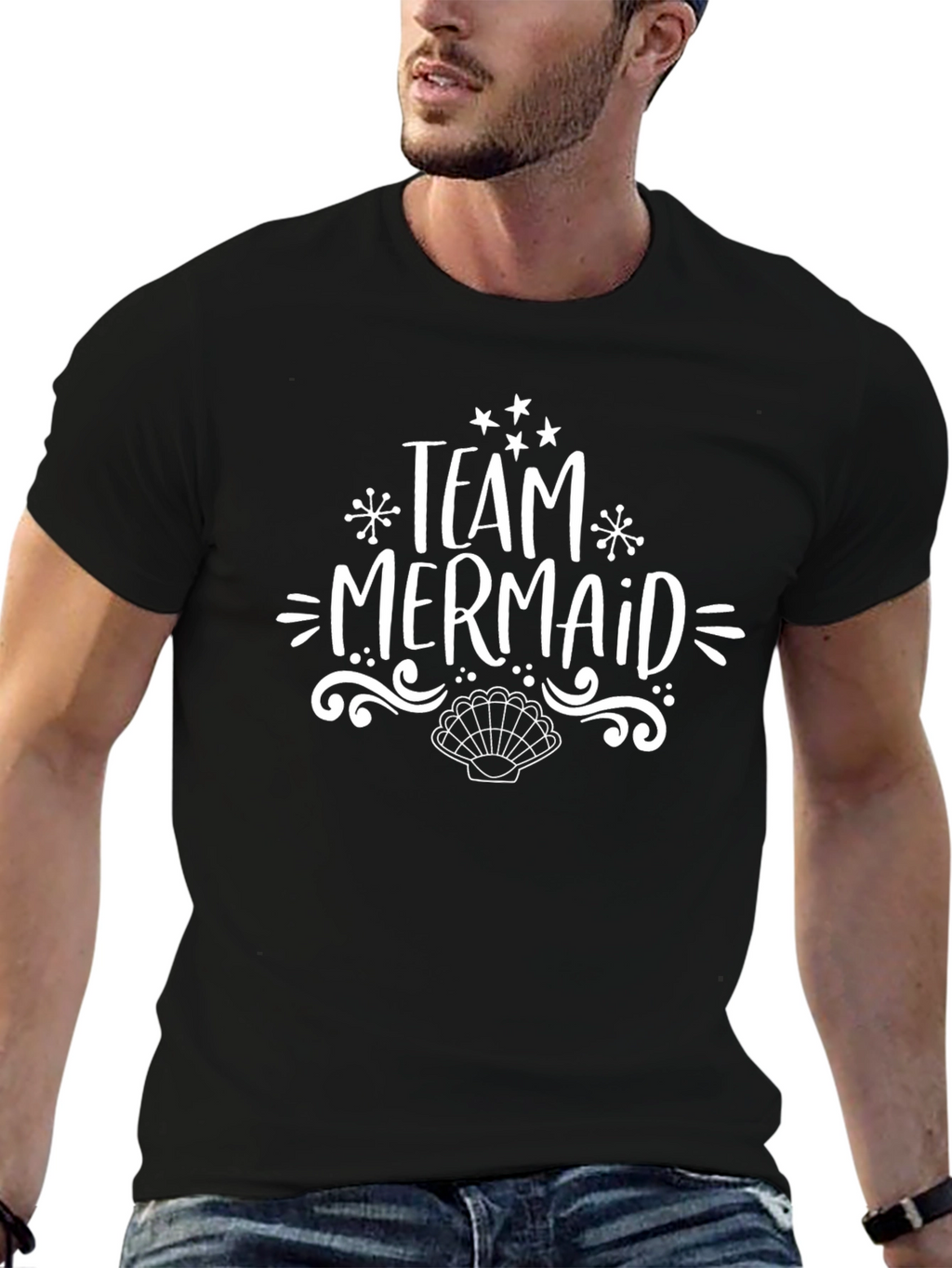 Team Mermaid T-Shirt - Black Cotton Tee