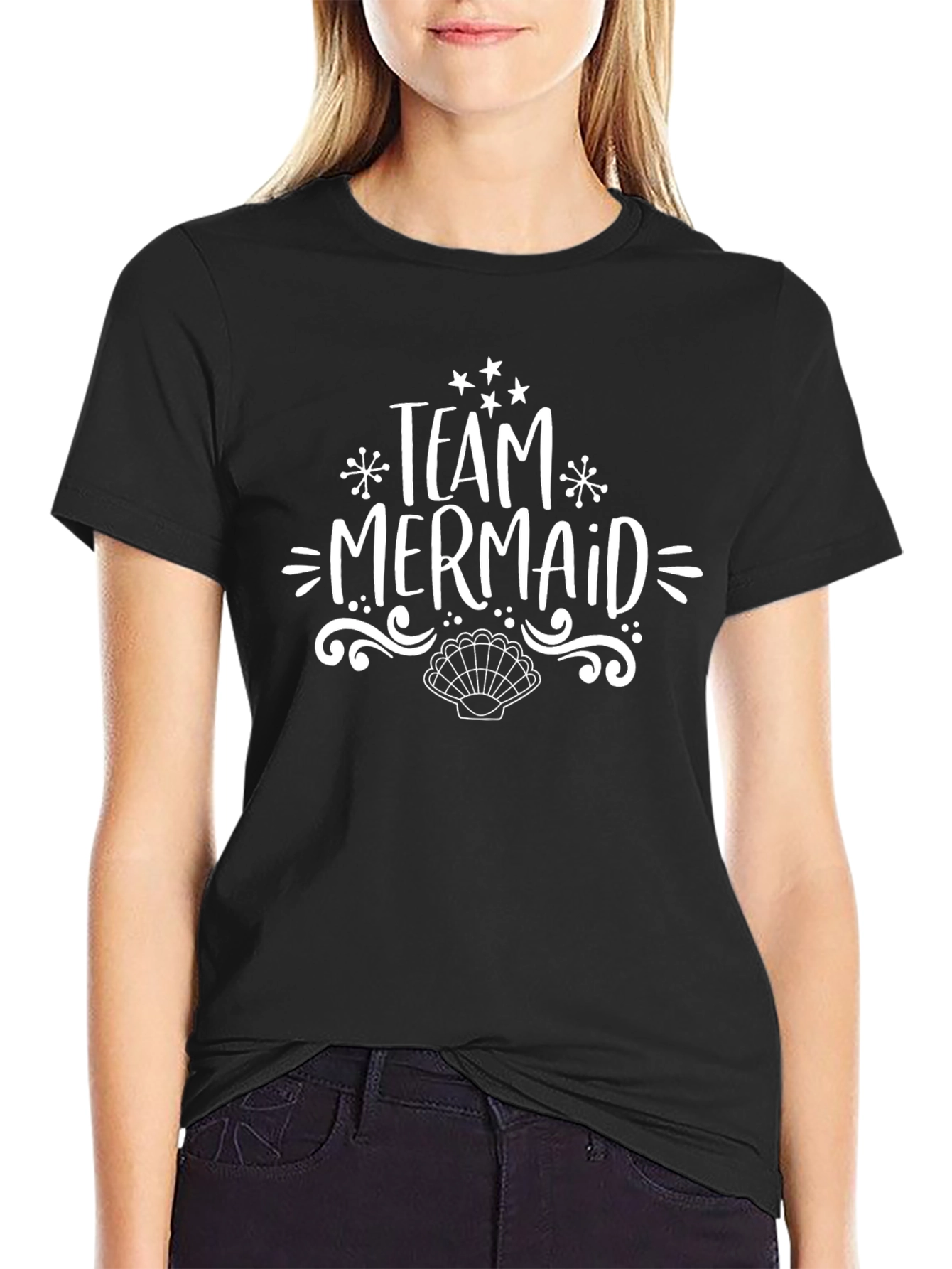 Team Mermaid T-Shirt - Black Cotton Tee