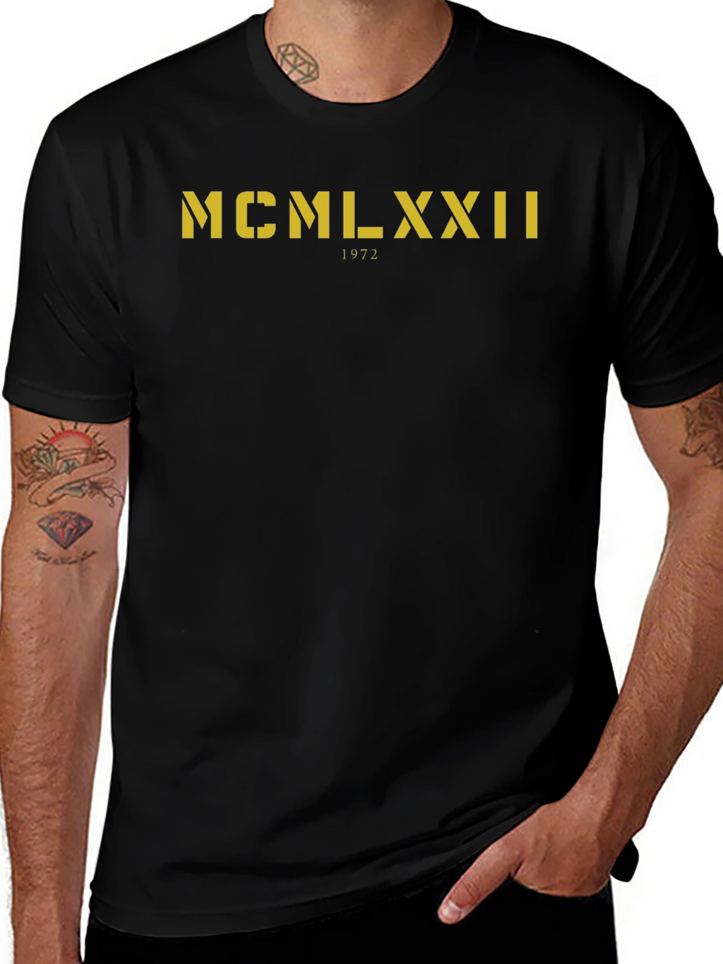 1972 Roman Numeral T-Shirt - MCMLXXII Black Tee
