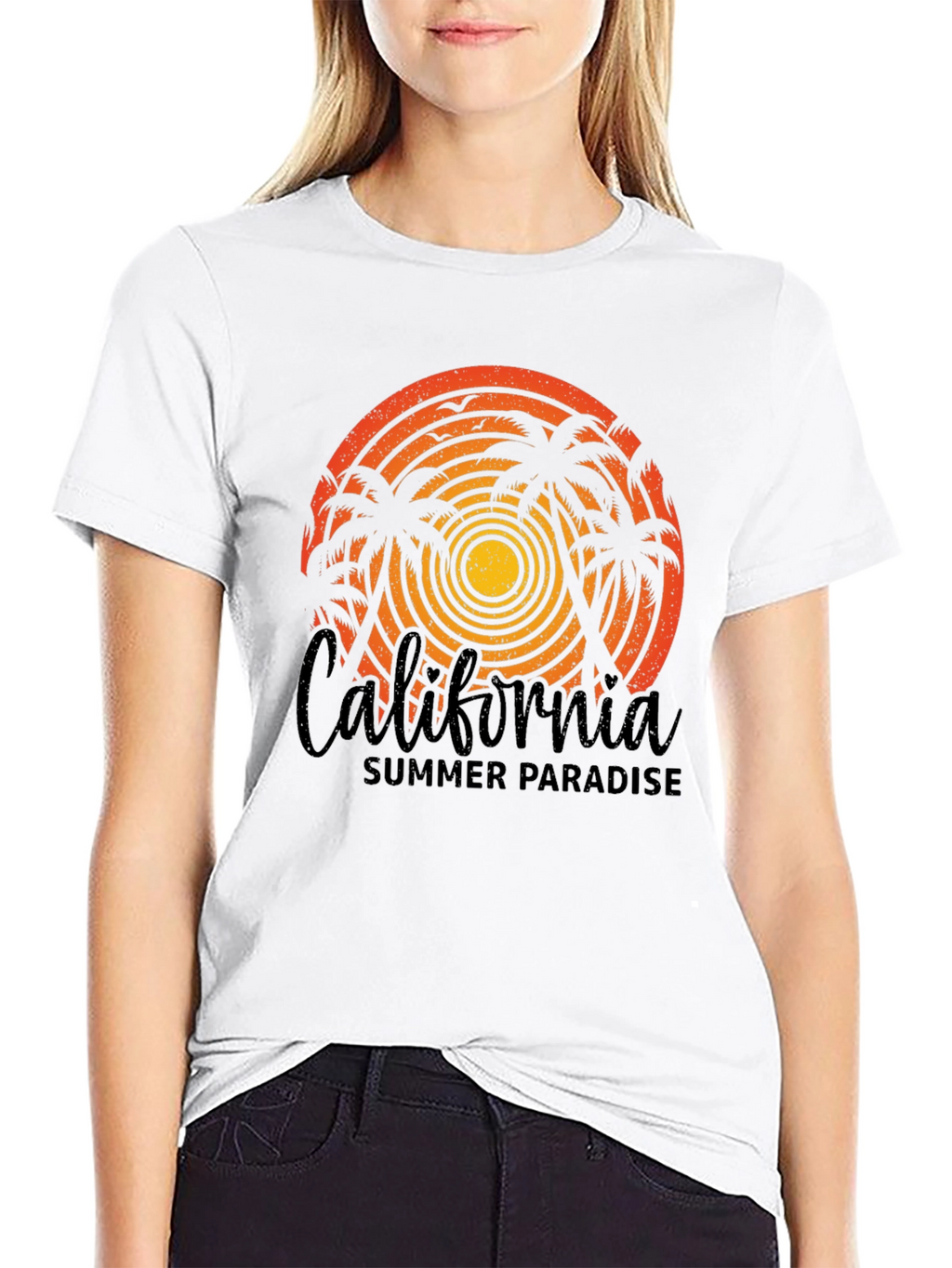 California Summer Paradise Black T-Shirt