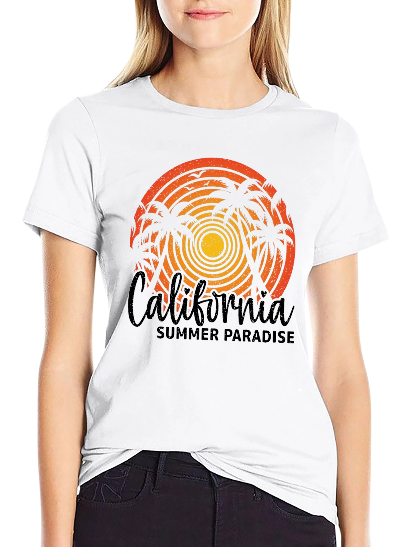 California Summer Paradise Black T-Shirt