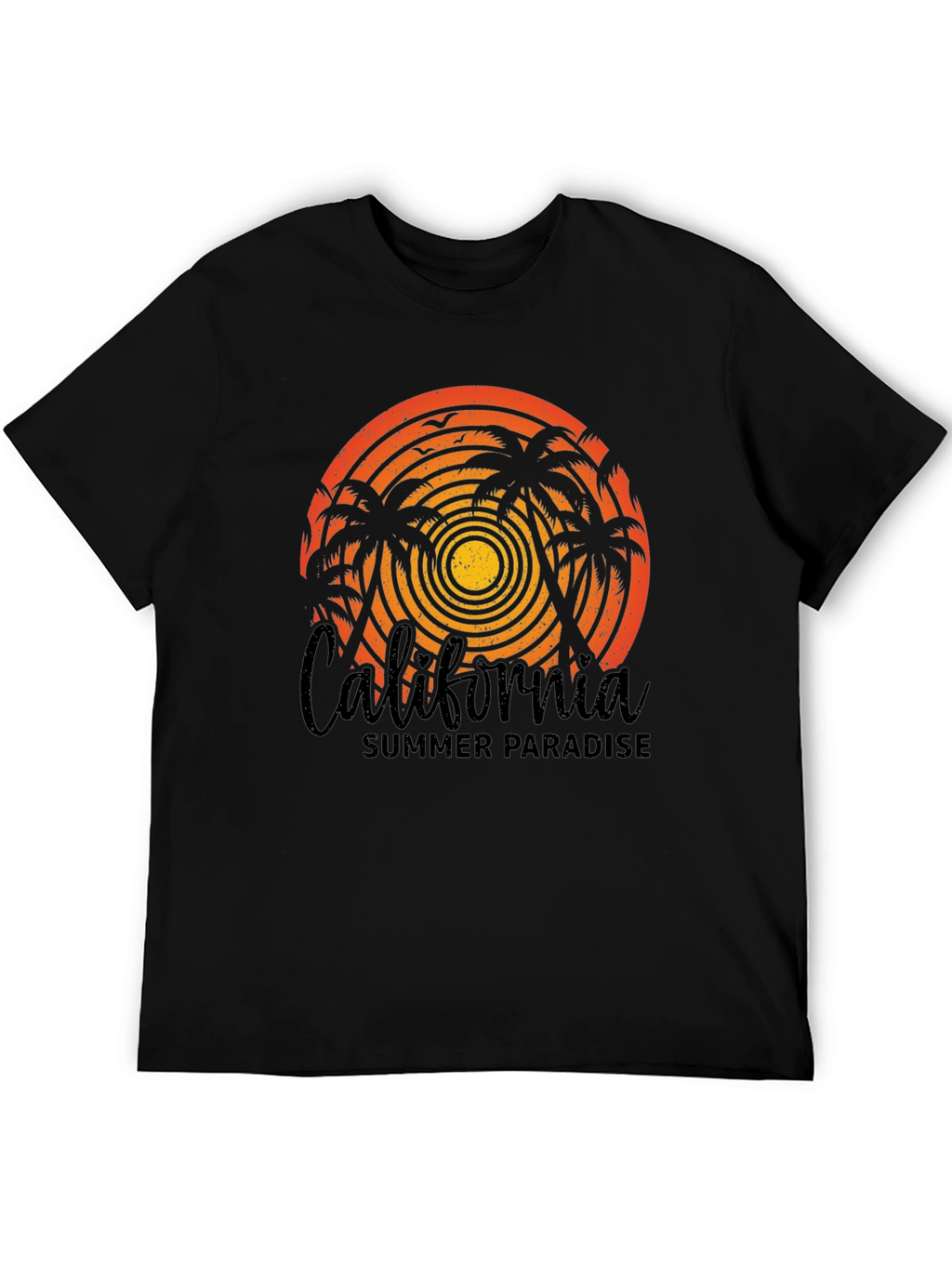 California Summer Paradise Black T-Shirt