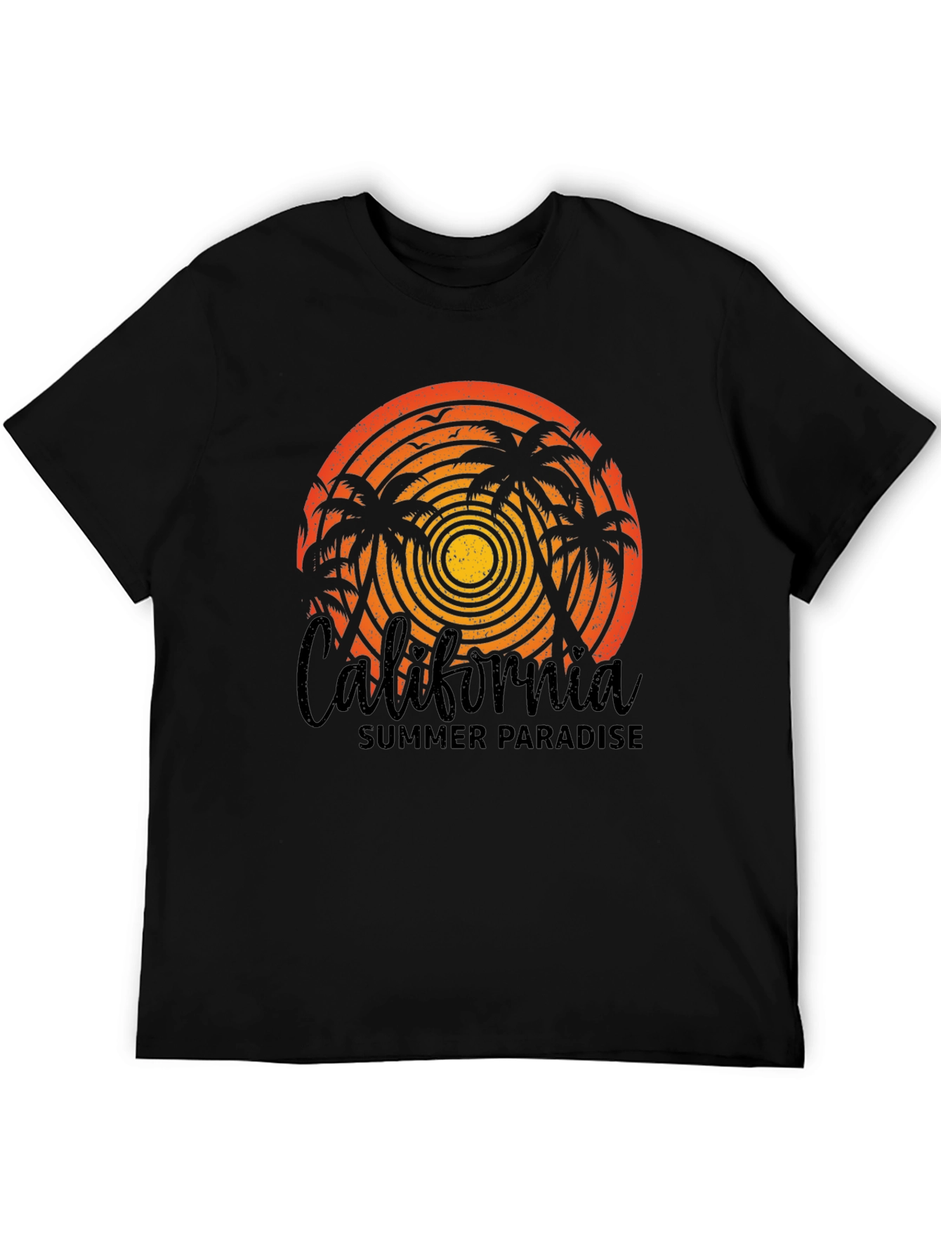 California Summer Paradise Black T-Shirt